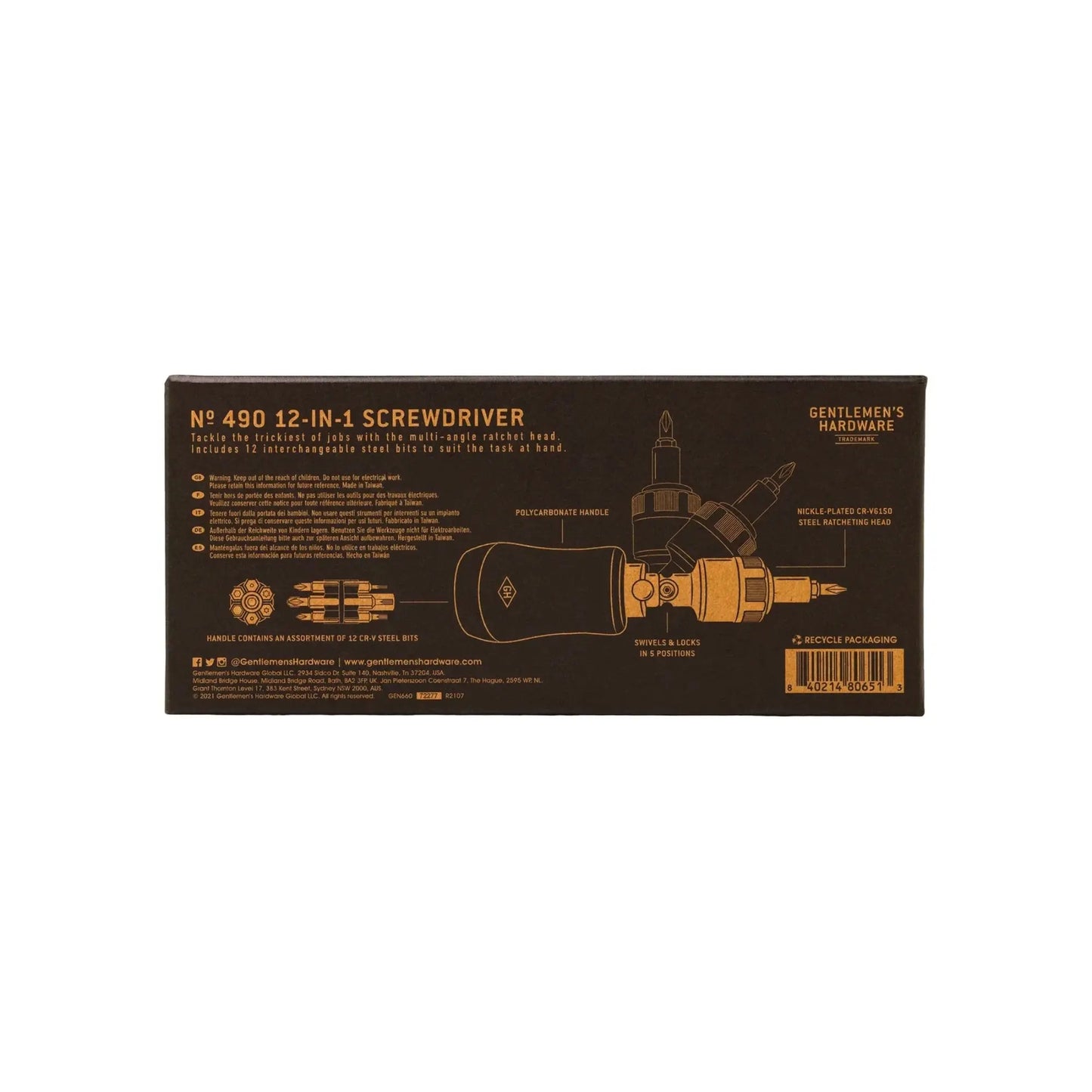 Buy Gentlemen's Hardware 12 - In - 1 Screwdriver | Tools at Woven Durham