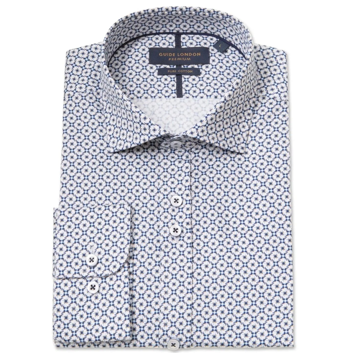 Buy Guide London Abstract Floral - Blue/Multi | Long-Sleeved Shirtss at Woven Durham