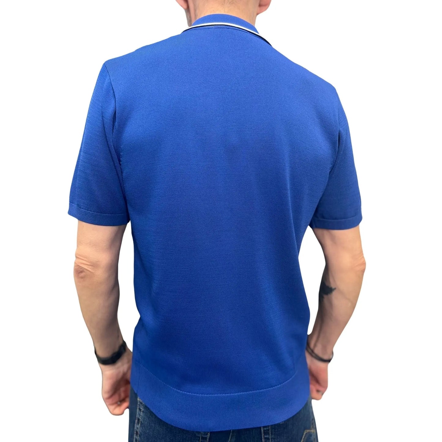 Buy Gabicci Vintage Alfeo Zip Knitted Polo Shirt - Sapphire | Short-Sleeved Polo Shirtss at Woven Durham