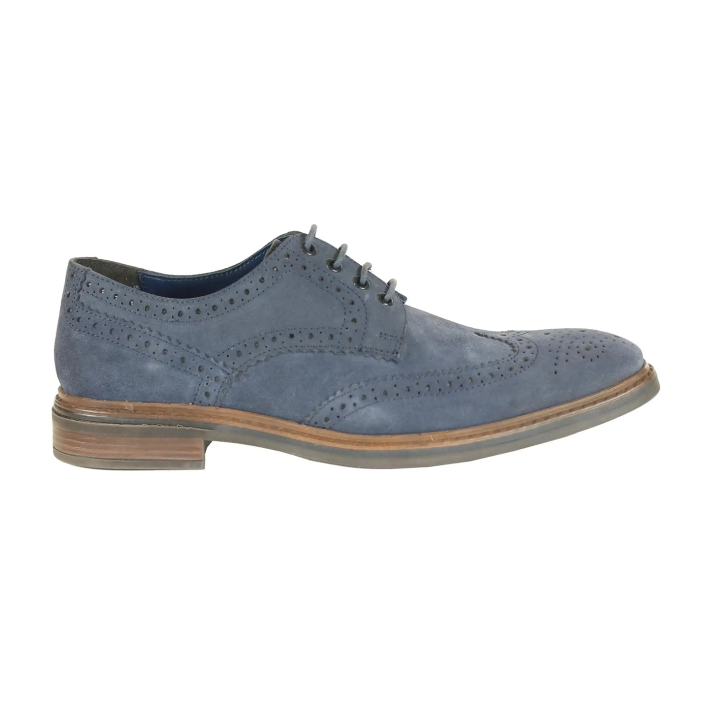 Buy Front Balham Suede Style Brogue - Navy | Brogue Shoess at Woven Durham