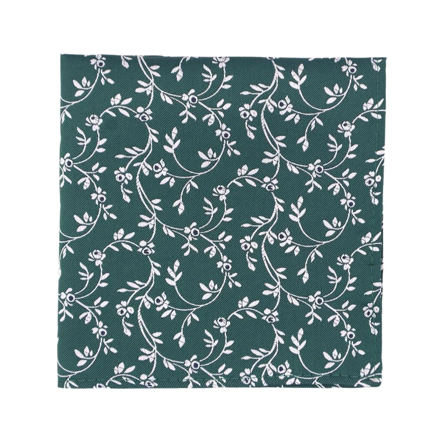 Buy L.A. Smith Bottle Green Leafy Floral Pocket Square | Polyester Pocket Squaress at Woven Durham