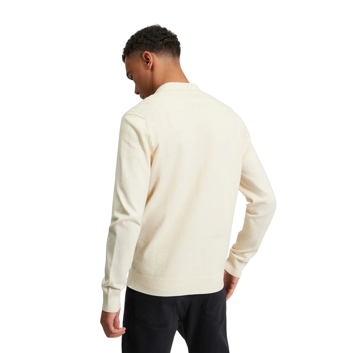 Buy Ben Sherman Button-Through Cable Polo - Ivory | Long-Sleeved Polo Shirtss at Woven Durham