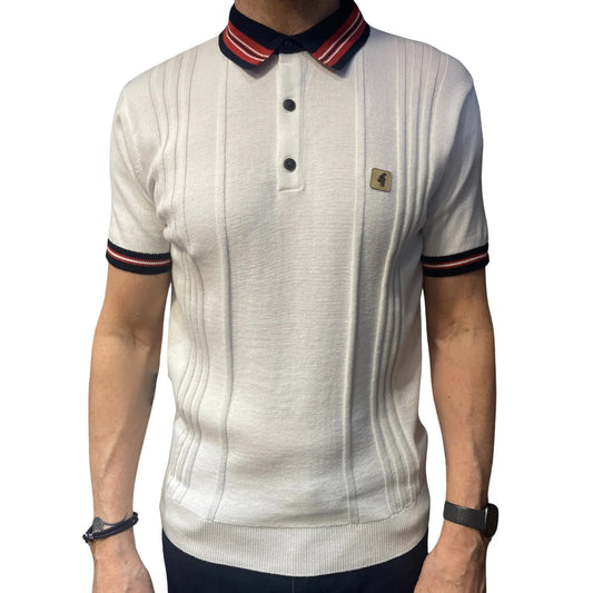 Buy Gabicci Vintage Canto Knitted Polo Shirt - White | Short-Sleeved Polo Shirtss at Woven Durham