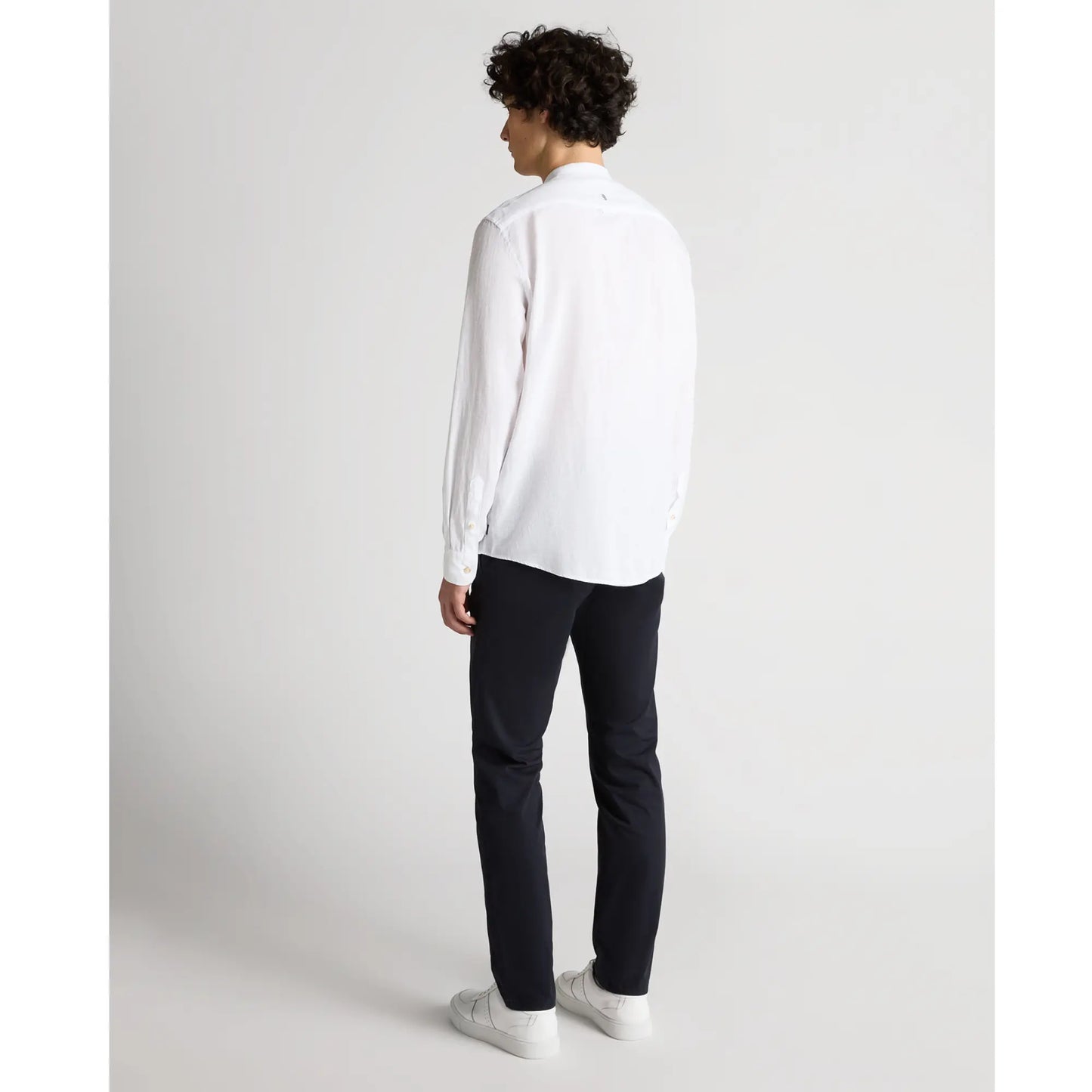 Buy Remus Uomo Cole Linen Grandad Collar Shirt - White | Long-Sleeved Shirtss at Woven Durham