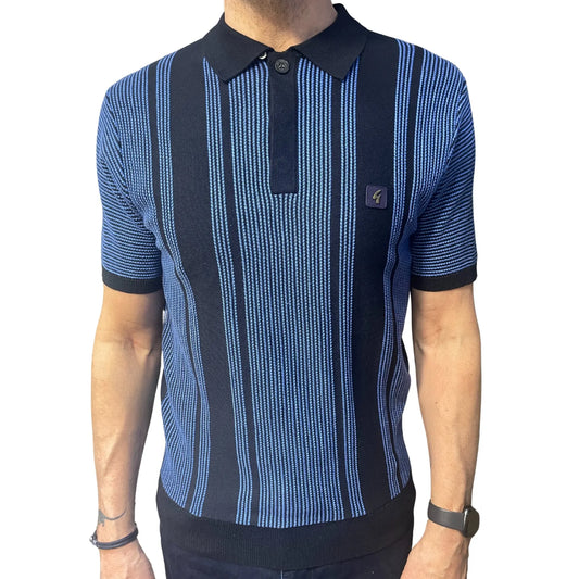 Buy Gabicci Vintage Dante Knitted Polo Shirt - Blue | Short-Sleeved Polo Shirtss at Woven Durham