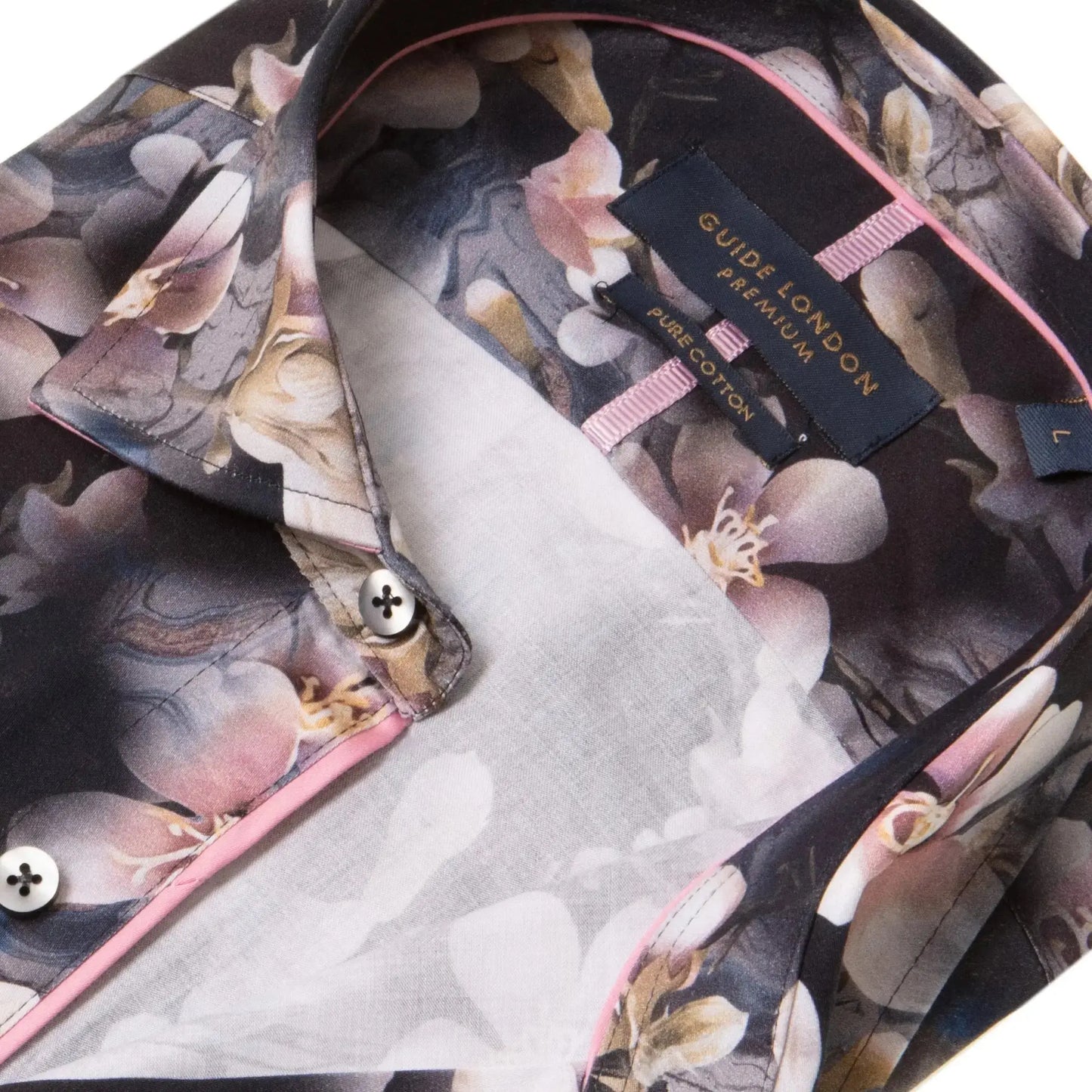 Buy Guide London Flower Print Long Sleeve Shirt - Black/Multi | Long-Sleeved Shirtss at Woven Durham