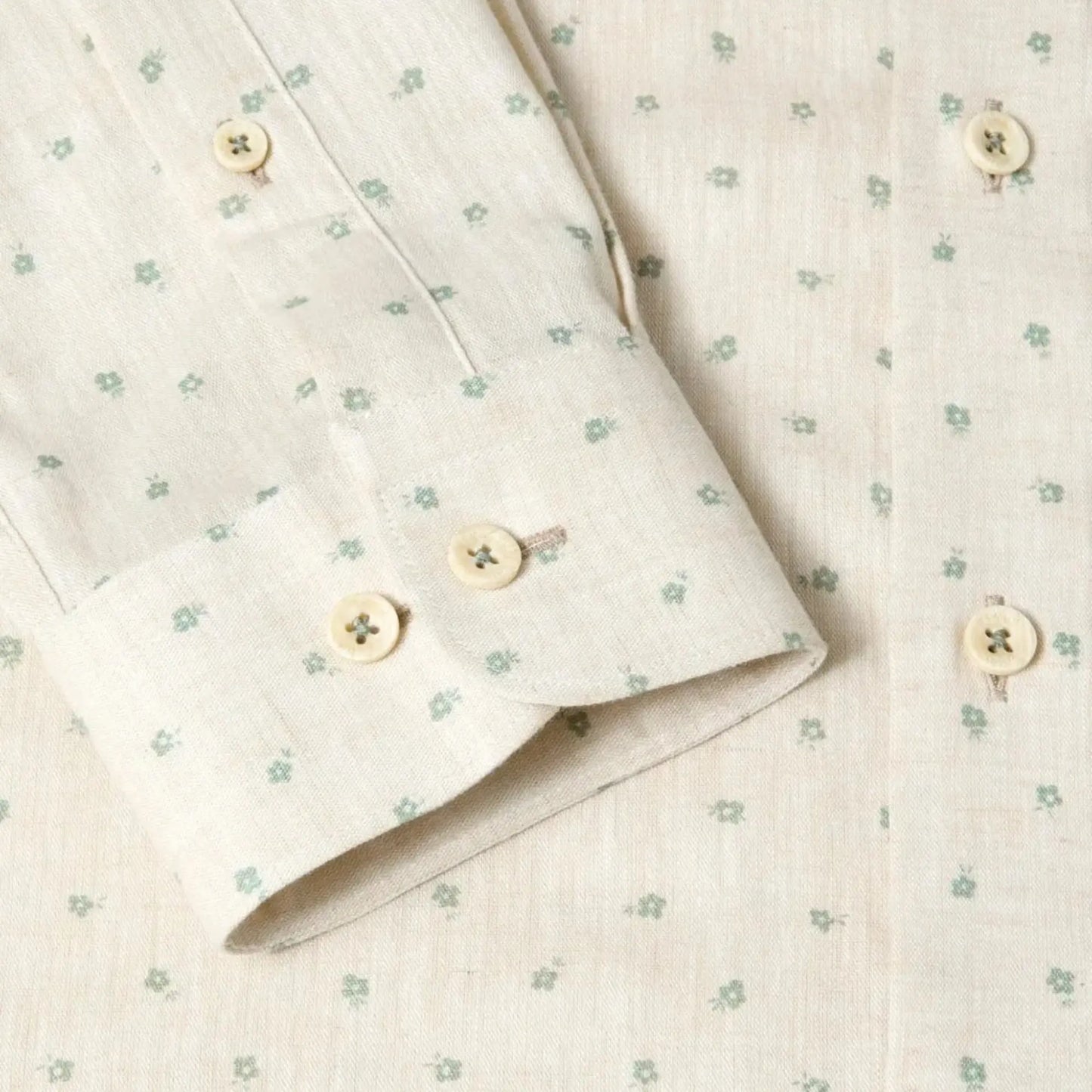 Buy Remus Uomo Frank Floral Linen Long Sleeve Shirt - Stone | Long-Sleeved Shirtss at Woven Durham