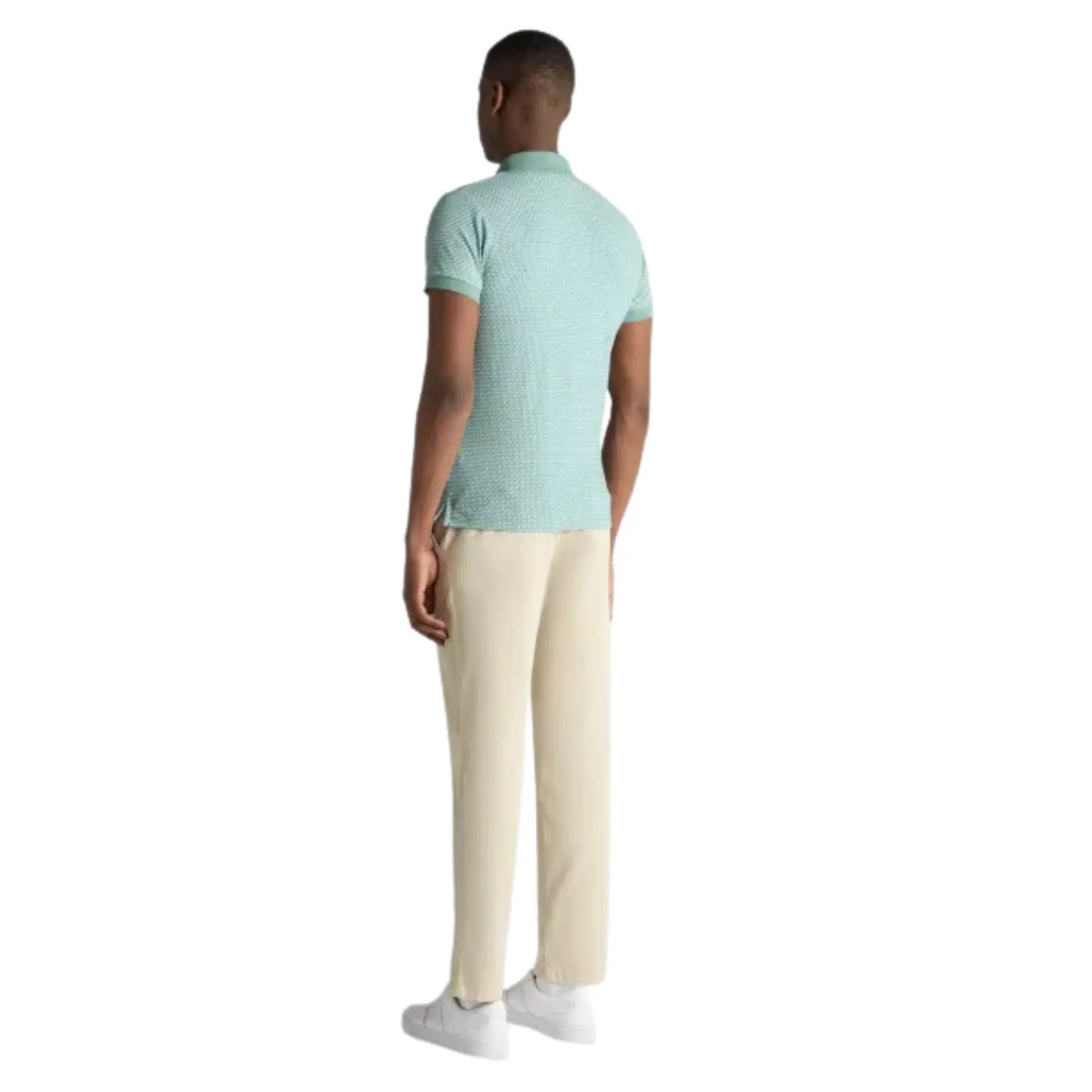 Buy Remus Uomo Geometric Pattern Knitted Polo - Green | Short-Sleeved Polo Shirtss at Woven Durham