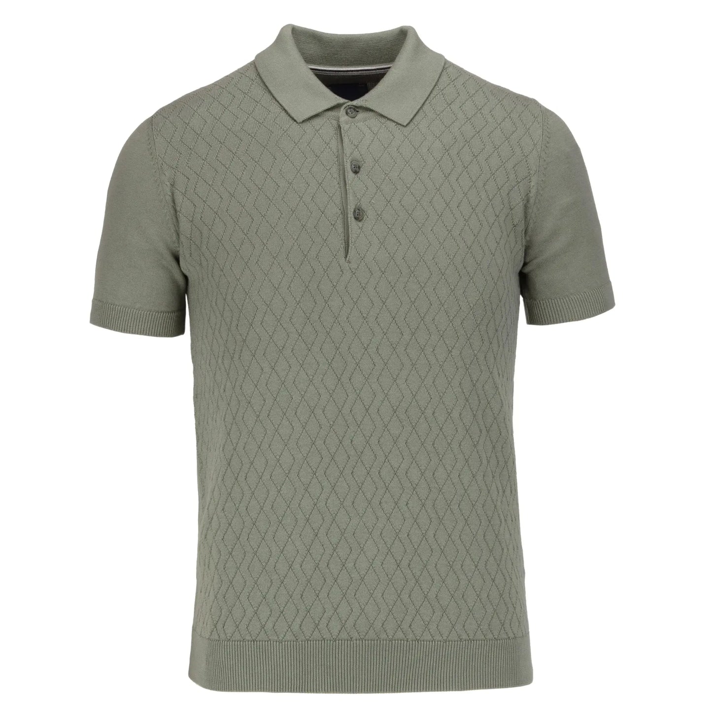 Buy Guide London Jacquard Short Sleeve Polo - Sage | Short-Sleeved Polo Shirtss at Woven Durham