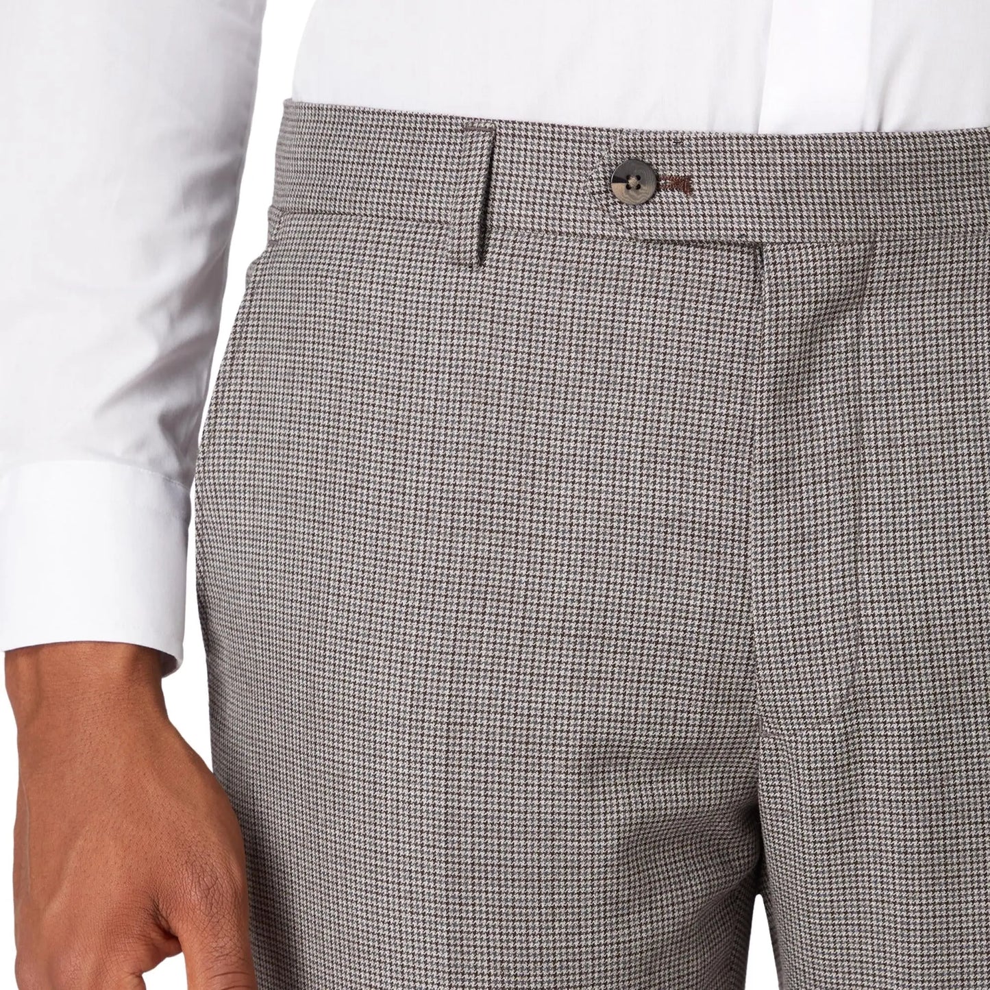 Buy Remus Uomo Lazio Houndstooth Suit Trouser - Beige | Suit Trouserss at Woven Durham