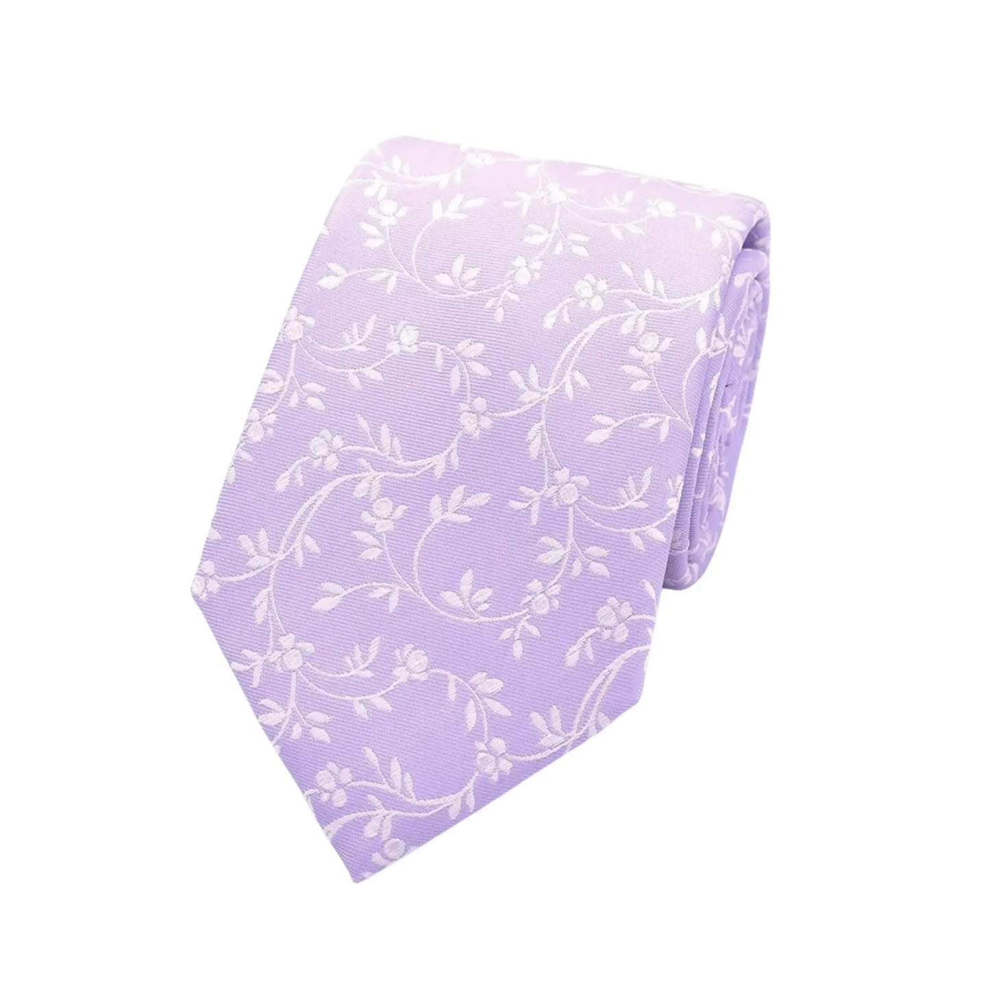 Buy L.A. Smith Lilac Leafy Floral Tie | Silk Tiess at Woven Durham