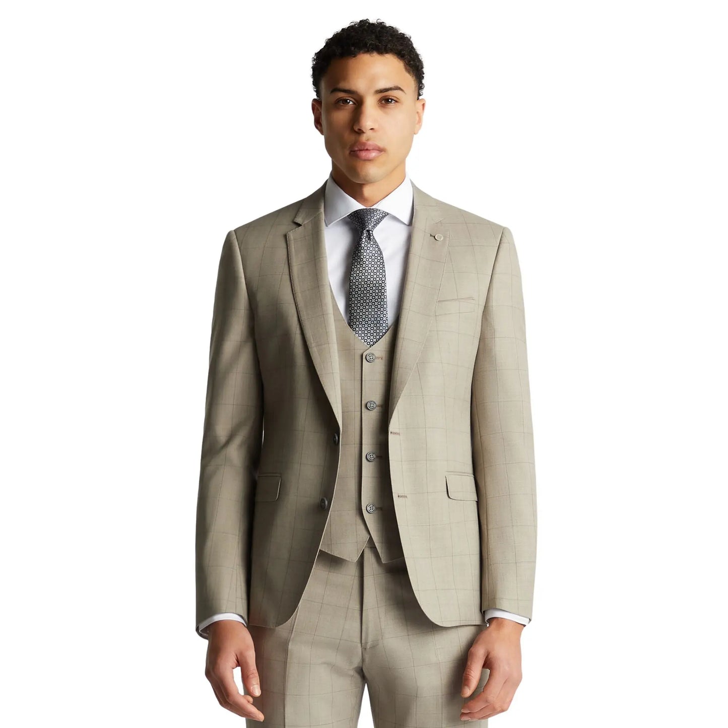 Buy Remus Uomo Lucian Windowpane Check Suit Jacket - Beige | Suit Jacketss at Woven Durham