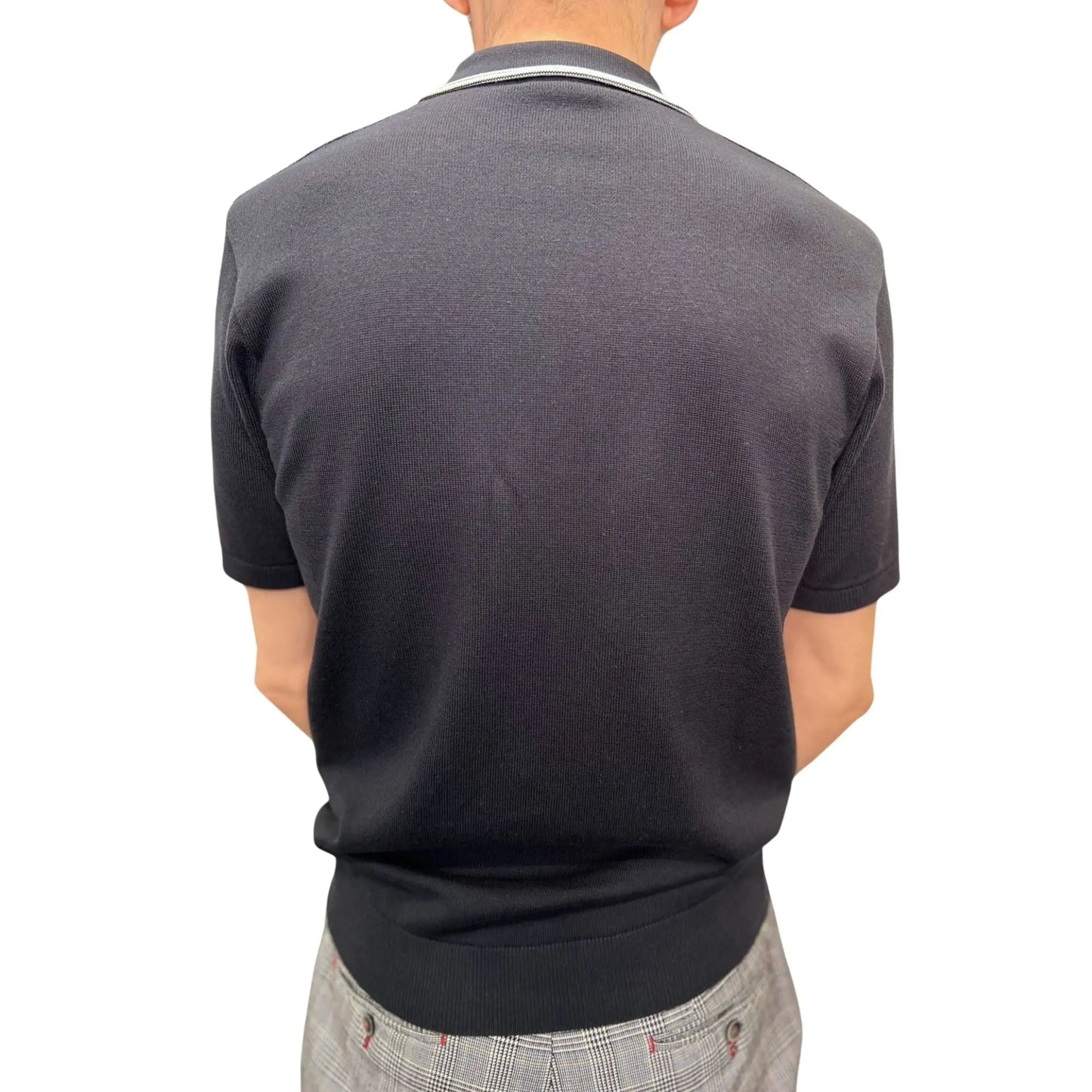 Buy Gabicci Vintage Marr Quarter-Zip Knitted Polo Shirt - Navy | Short-Sleeved Polo Shirtss at Woven Durham