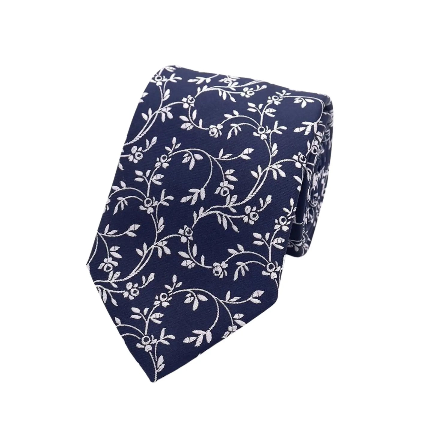 Buy L.A. Smith Navy Blue Leafy Floral Tie | Silk Tiess at Woven Durham