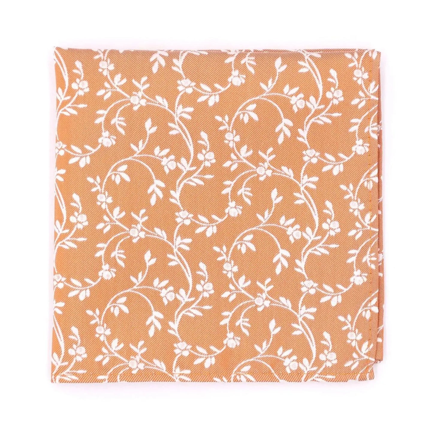 Buy L.A. Smith Orange Leafy Floral Pocket Square | Polyester Pocket Squaress at Woven Durham