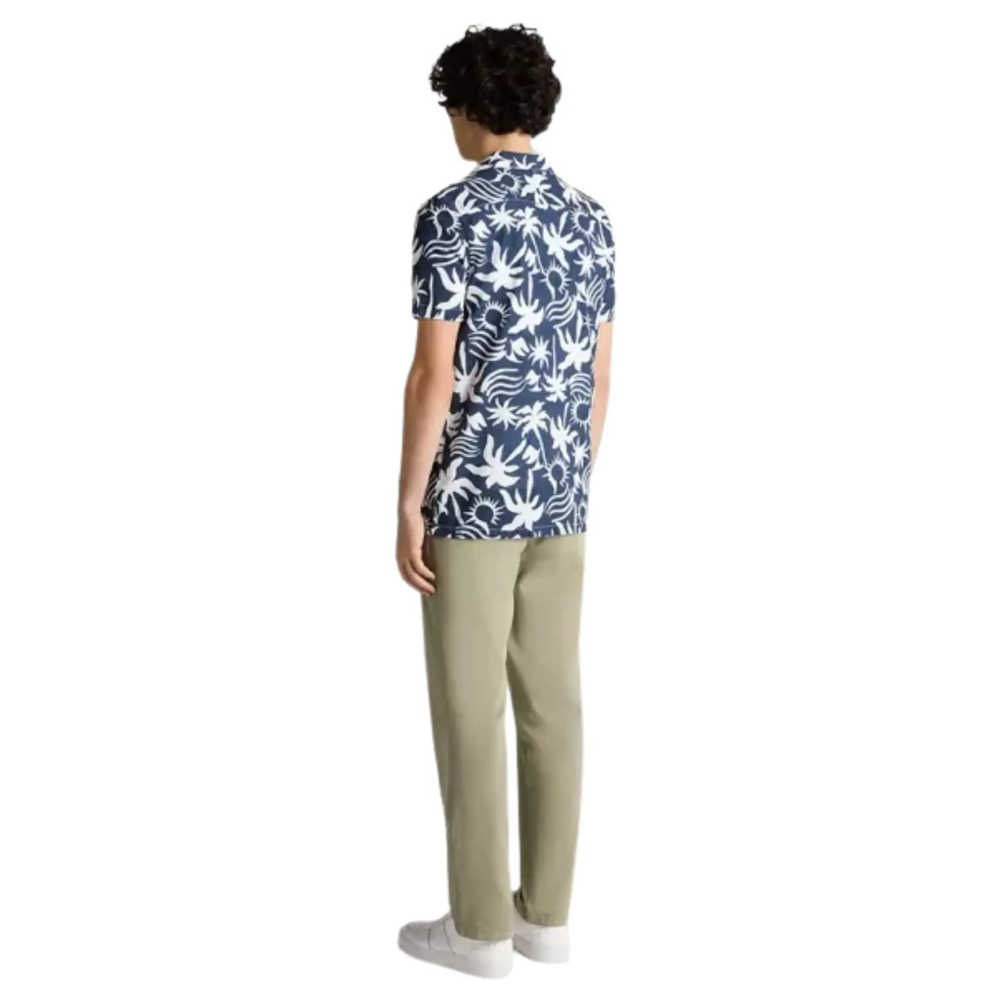 Buy Remus Uomo Palm Tree Print Short-Sleeve Shirt - Navy | Short-Sleeved Polo Shirtss at Woven Durham