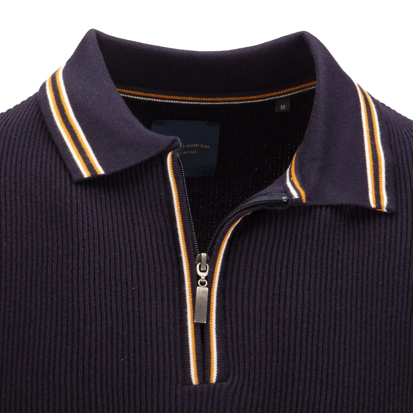 Buy Guide London Quarter Zip Knitted Polo - Navy | Short-Sleeved Polo Shirtss at Woven Durham