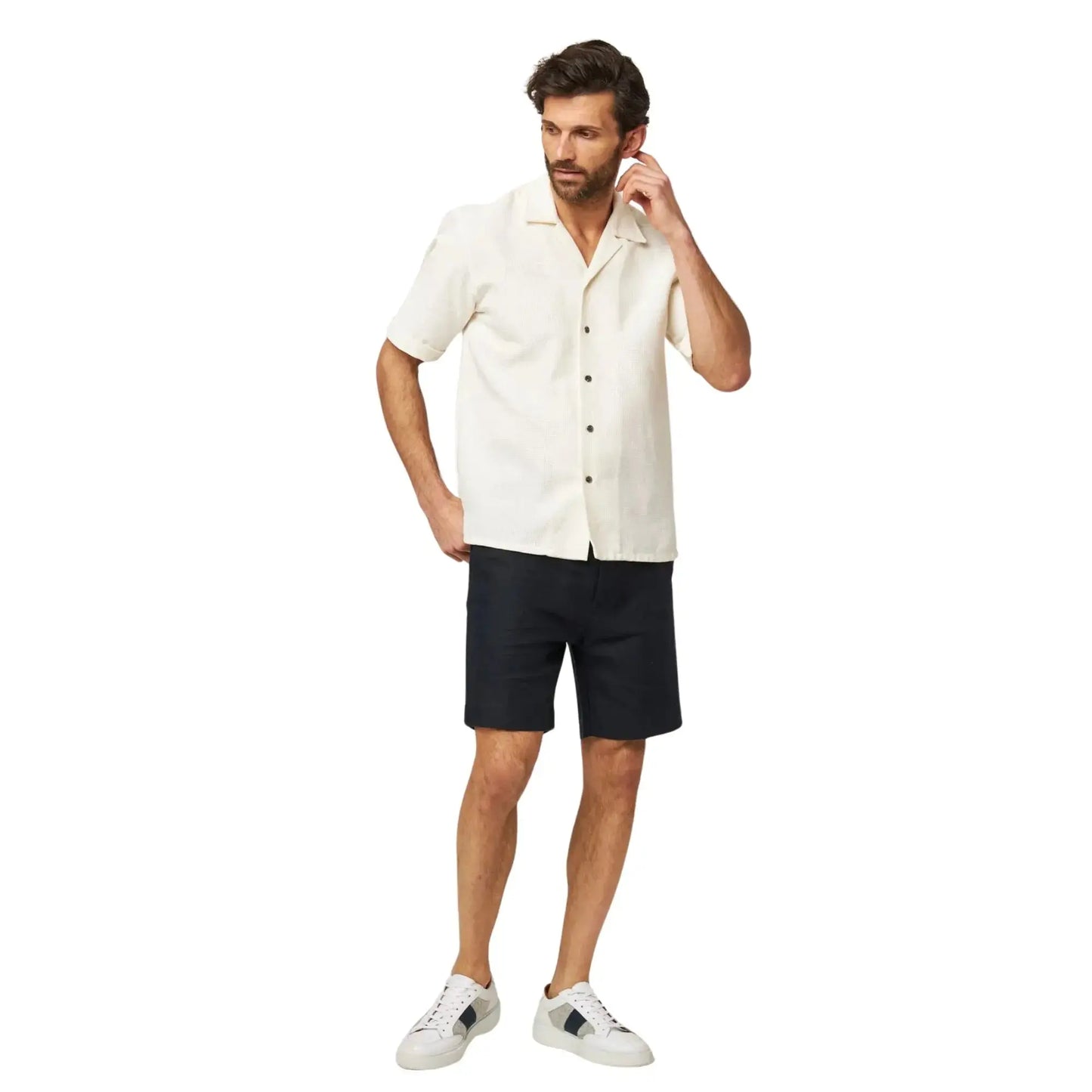Buy Peregrine Quay Cuban Collar Shirt - White | Short-Sleeved Shirtss at Woven Durham