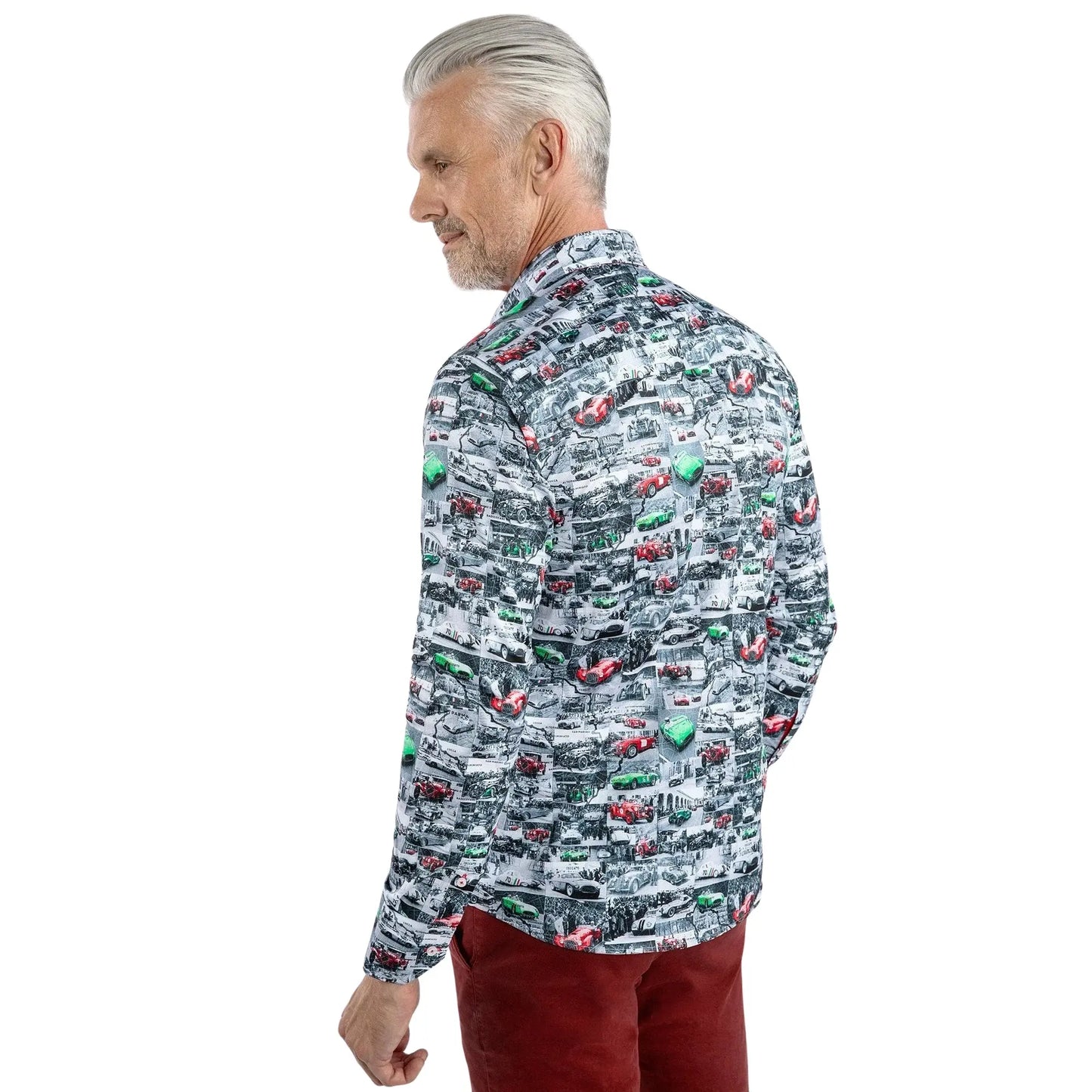 Buy Claudio Lugli Racing Print Shirt - Grey | Long-Sleeved Shirtss at Woven Durham