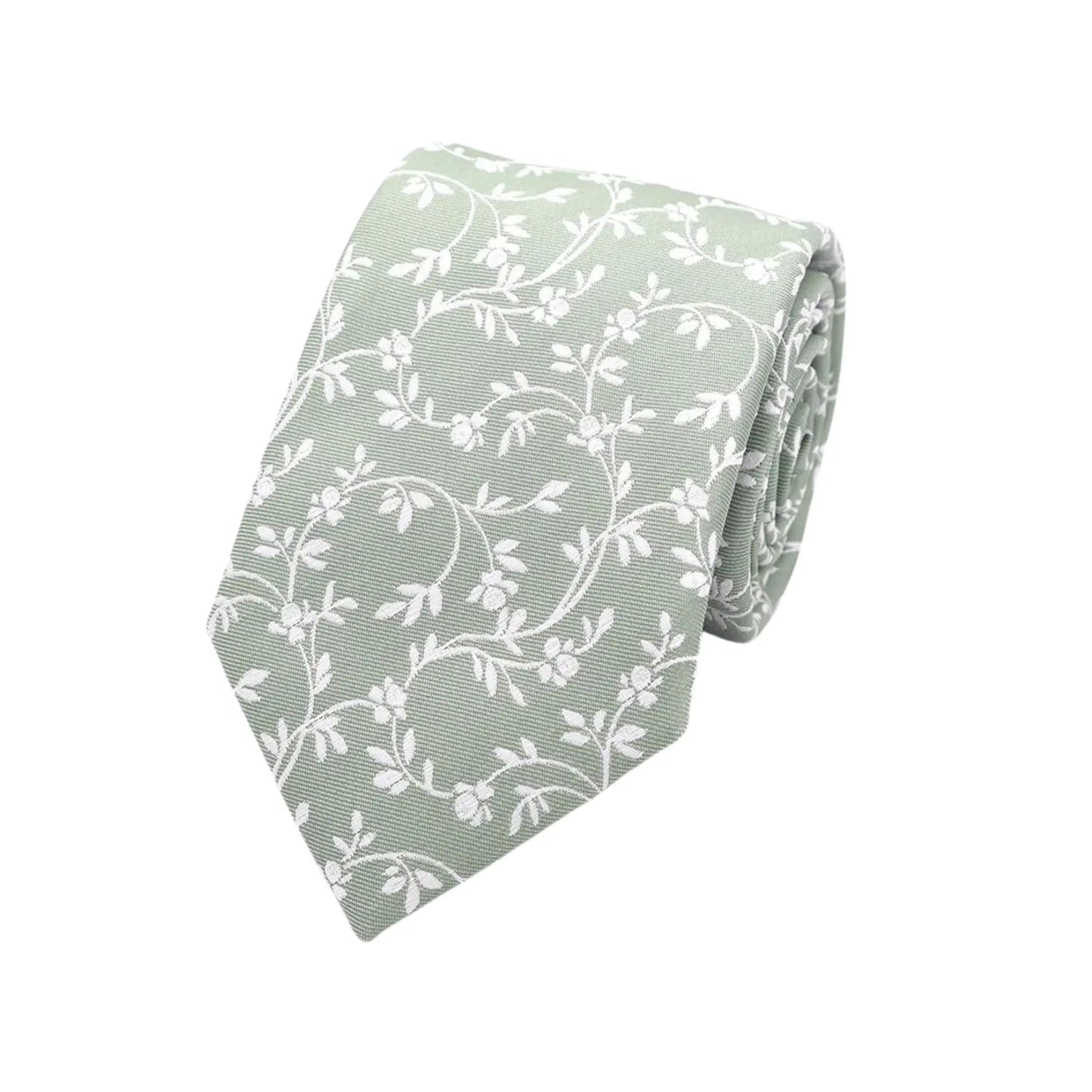 Buy L.A. Smith Sage Green Leafy Floral Tie | Silk Tiess at Woven Durham