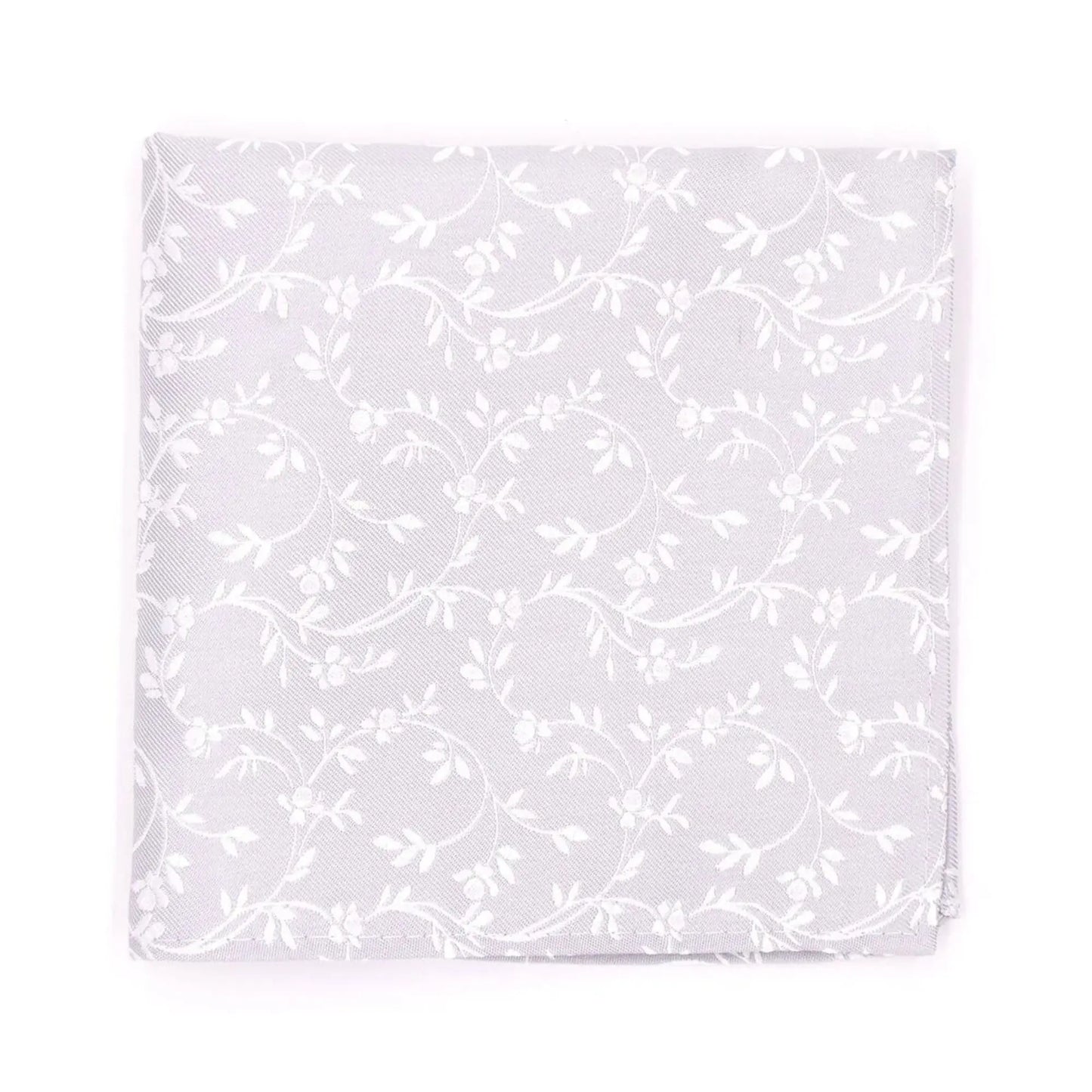 Buy L.A. Smith Silver Leafy Floral Pocket Square | Polyester Pocket Squaress at Woven Durham