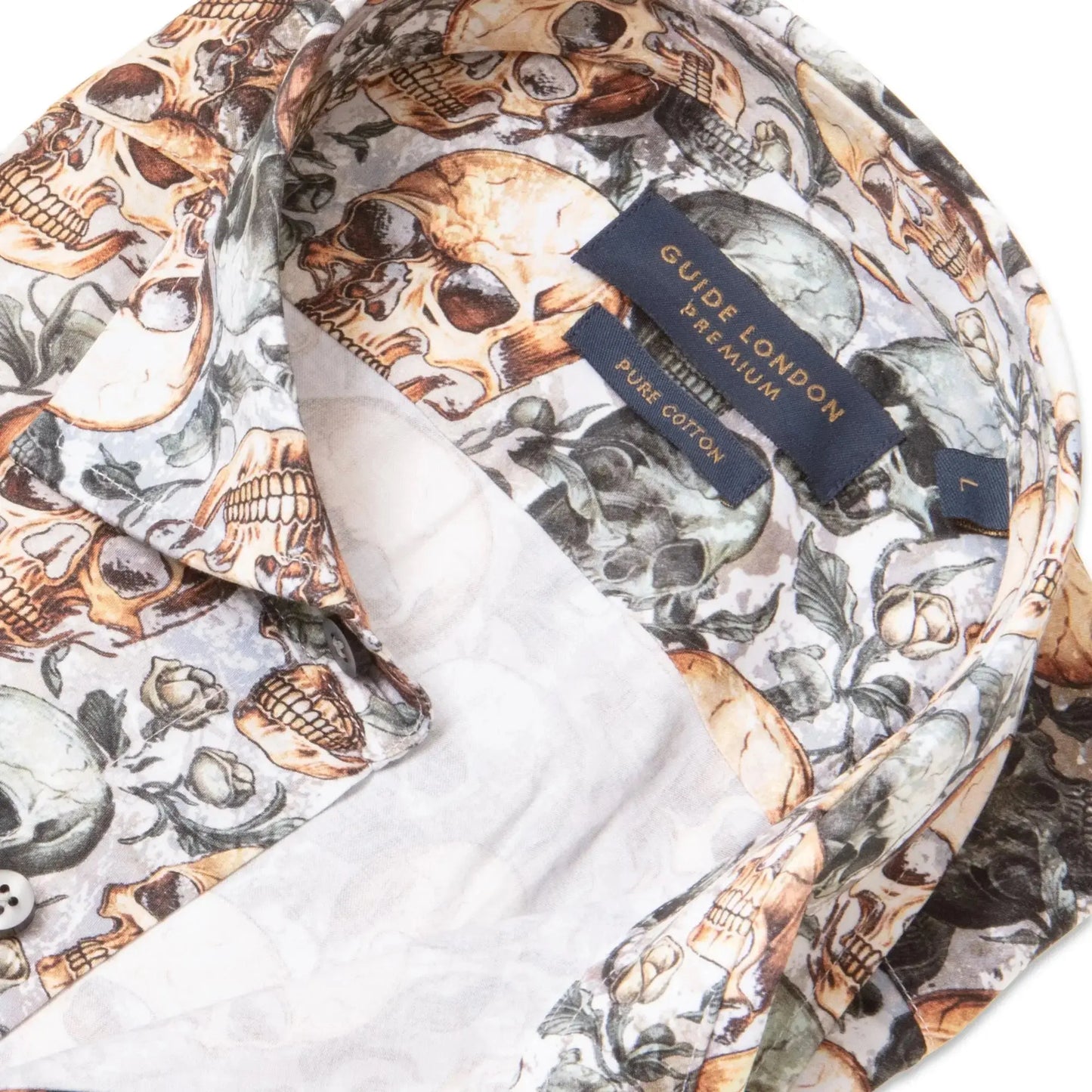 Buy Guide London Skull Print Shirt - Sage | Long-Sleeved Shirtss at Woven Durham