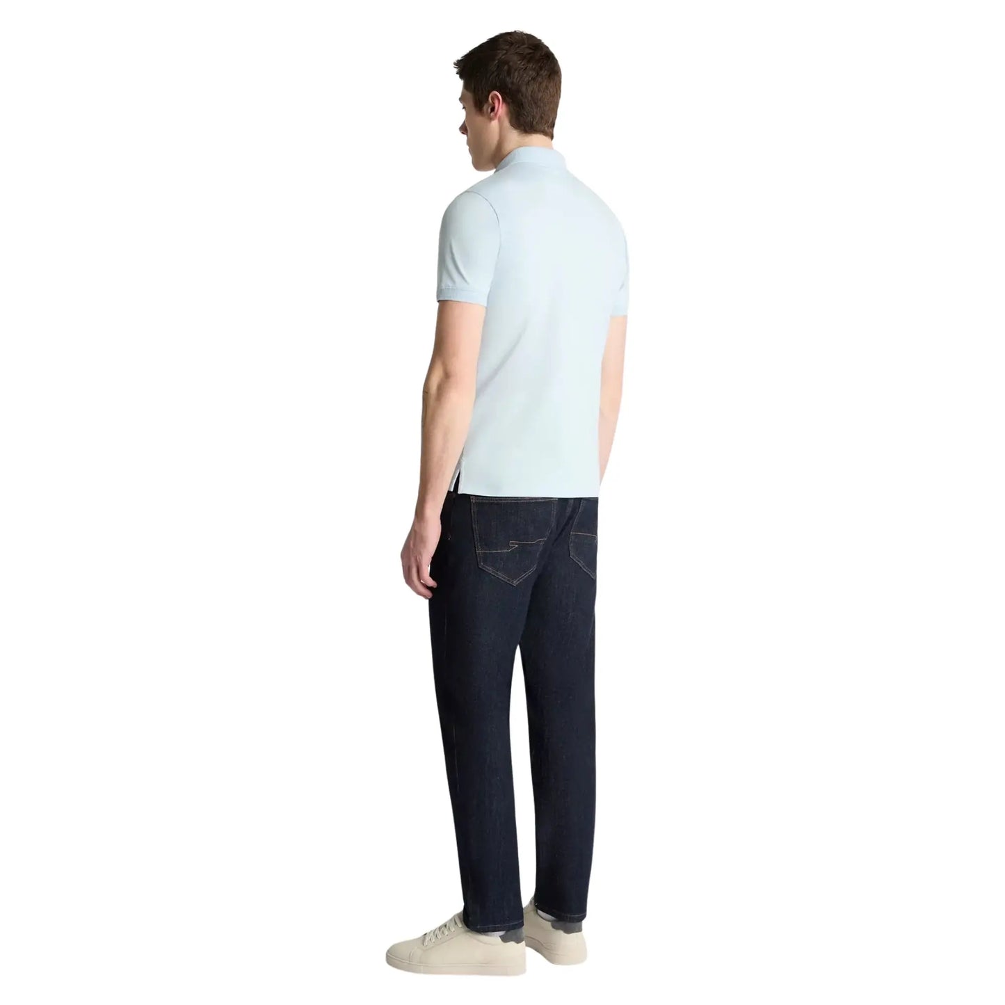 Buy Remus Uomo Textured Collar Polo Shirt - Sky Blue | Short-Sleeved Polo Shirtss at Woven Durham