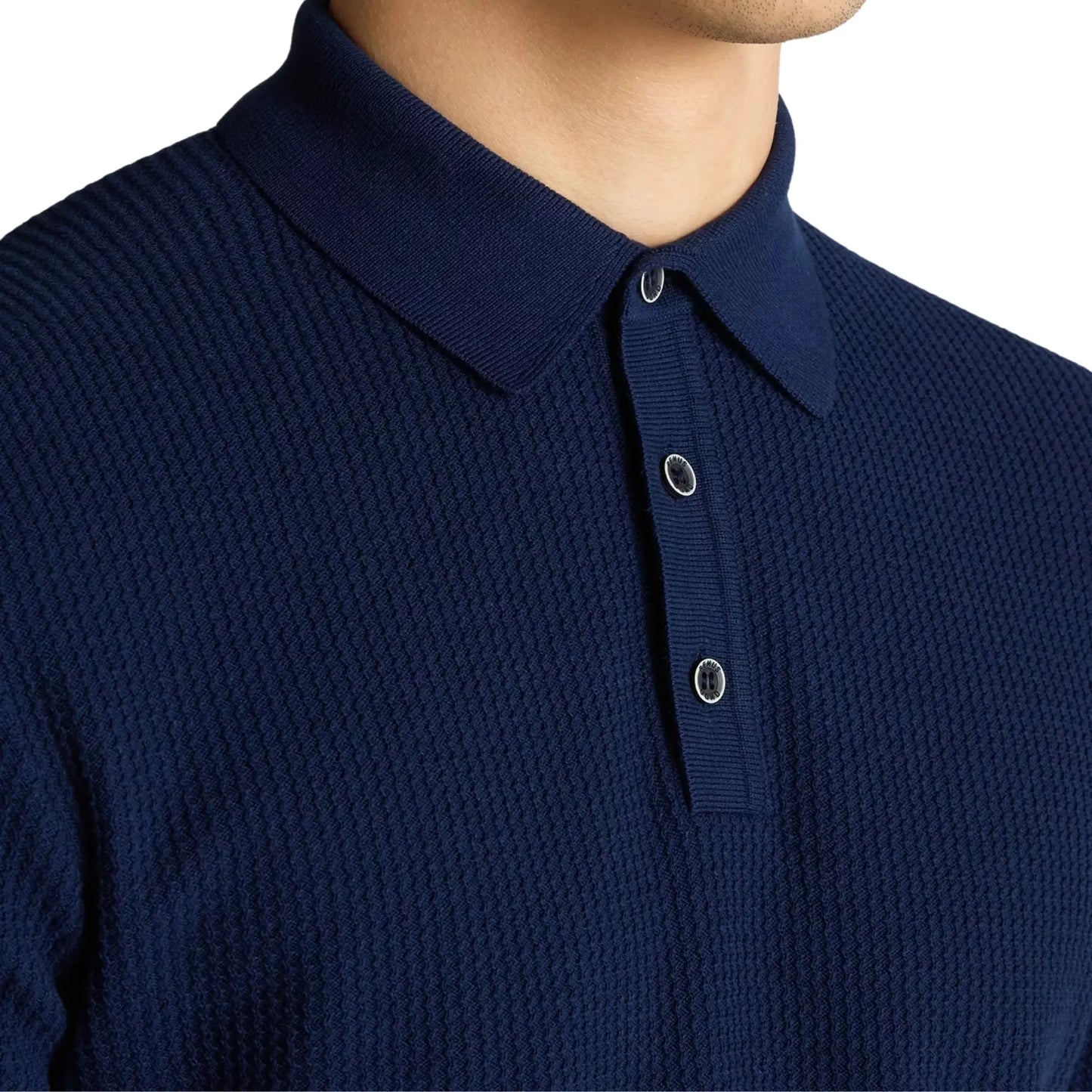 Buy Remus Uomo Textured Short Sleeve Polo - Navy | Short-Sleeved Polo Shirtss at Woven Durham