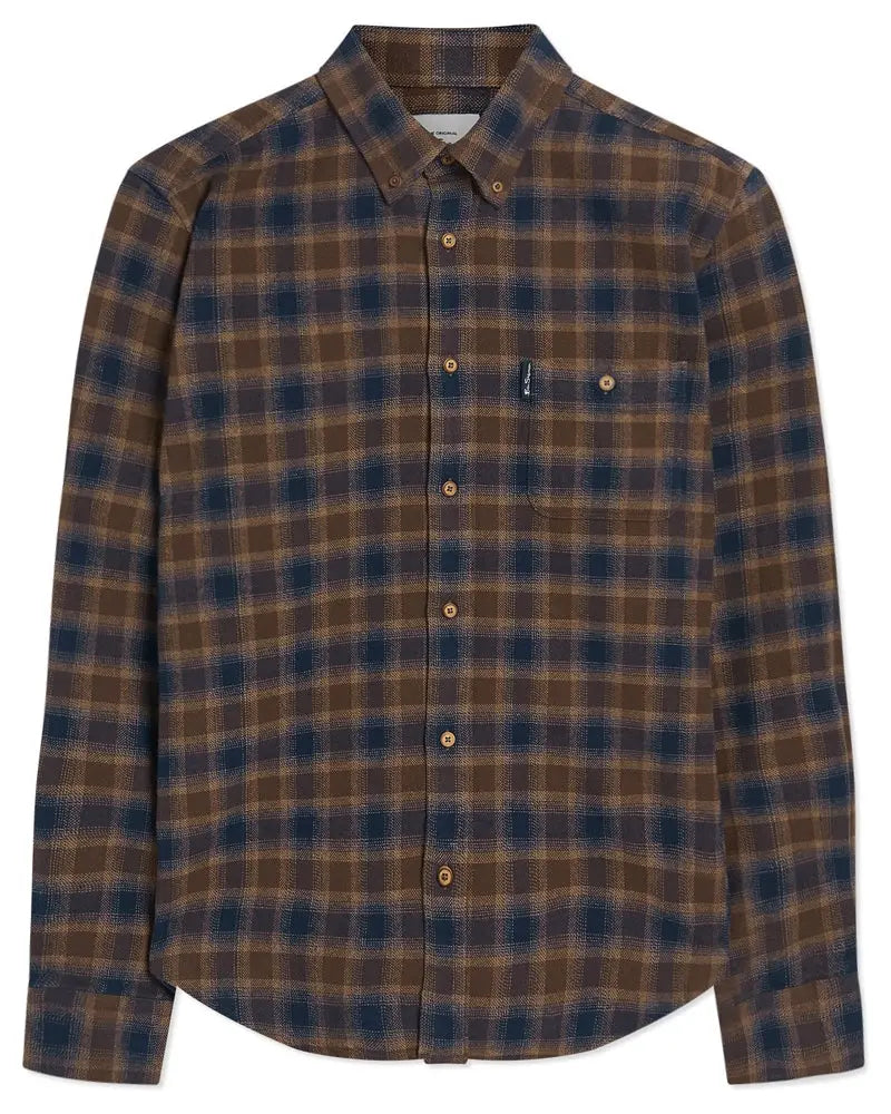 Brushed Ombre Check Shirt - Brown