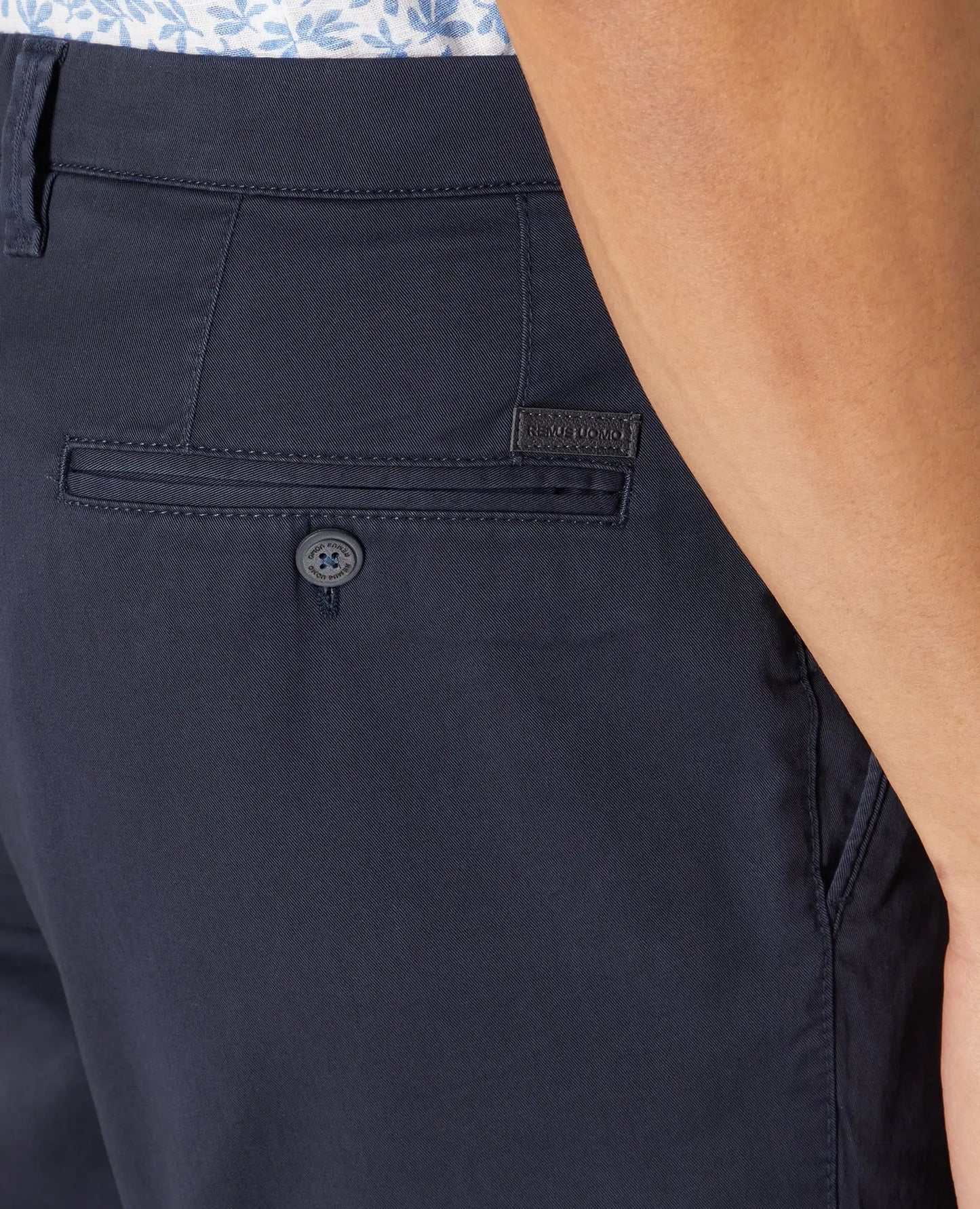Remus Uomo Emilio Chino Shorts - Navy From Woven Durham