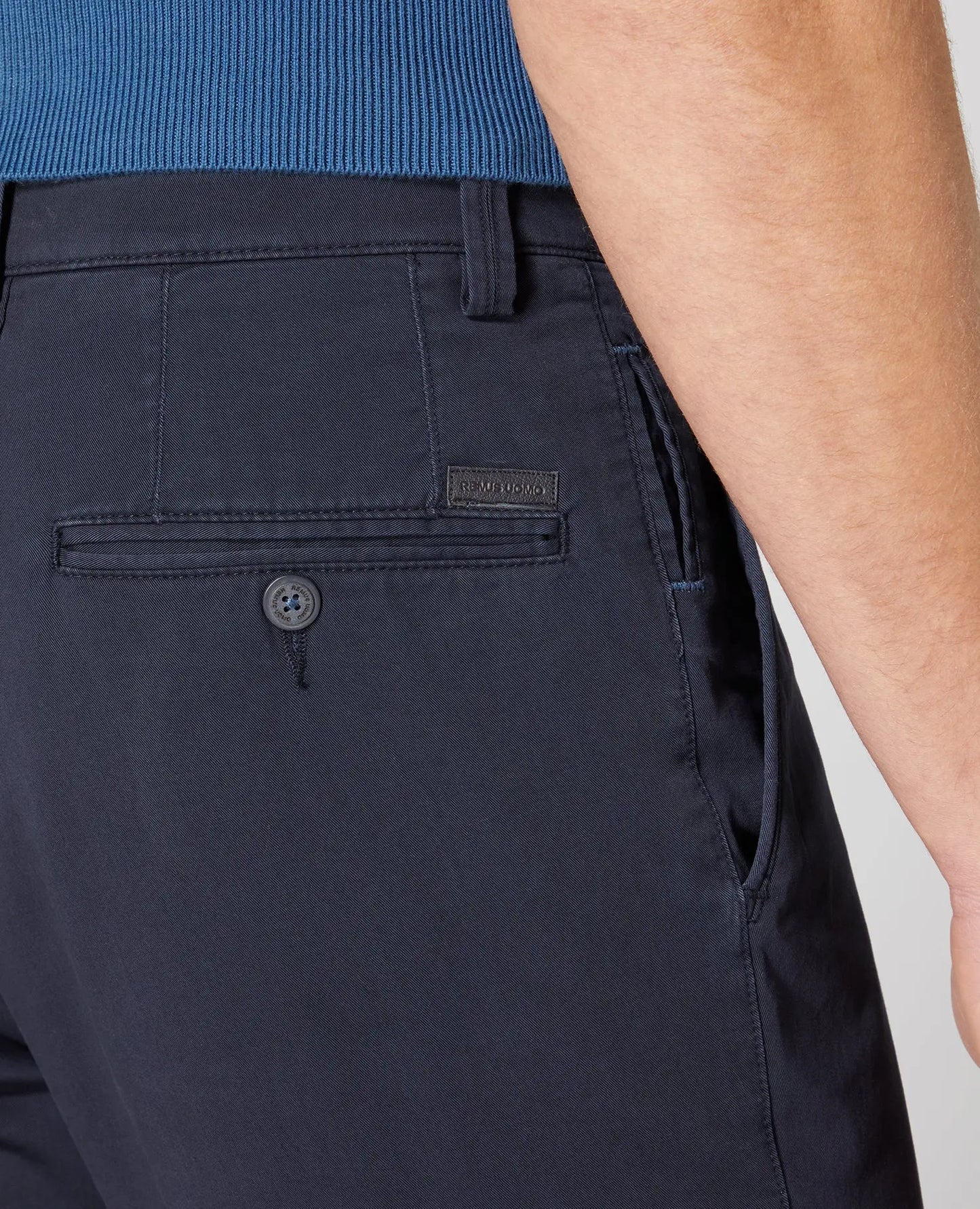 Remus Uomo Emilio Tailored Chinos - Navy From Woven Durham