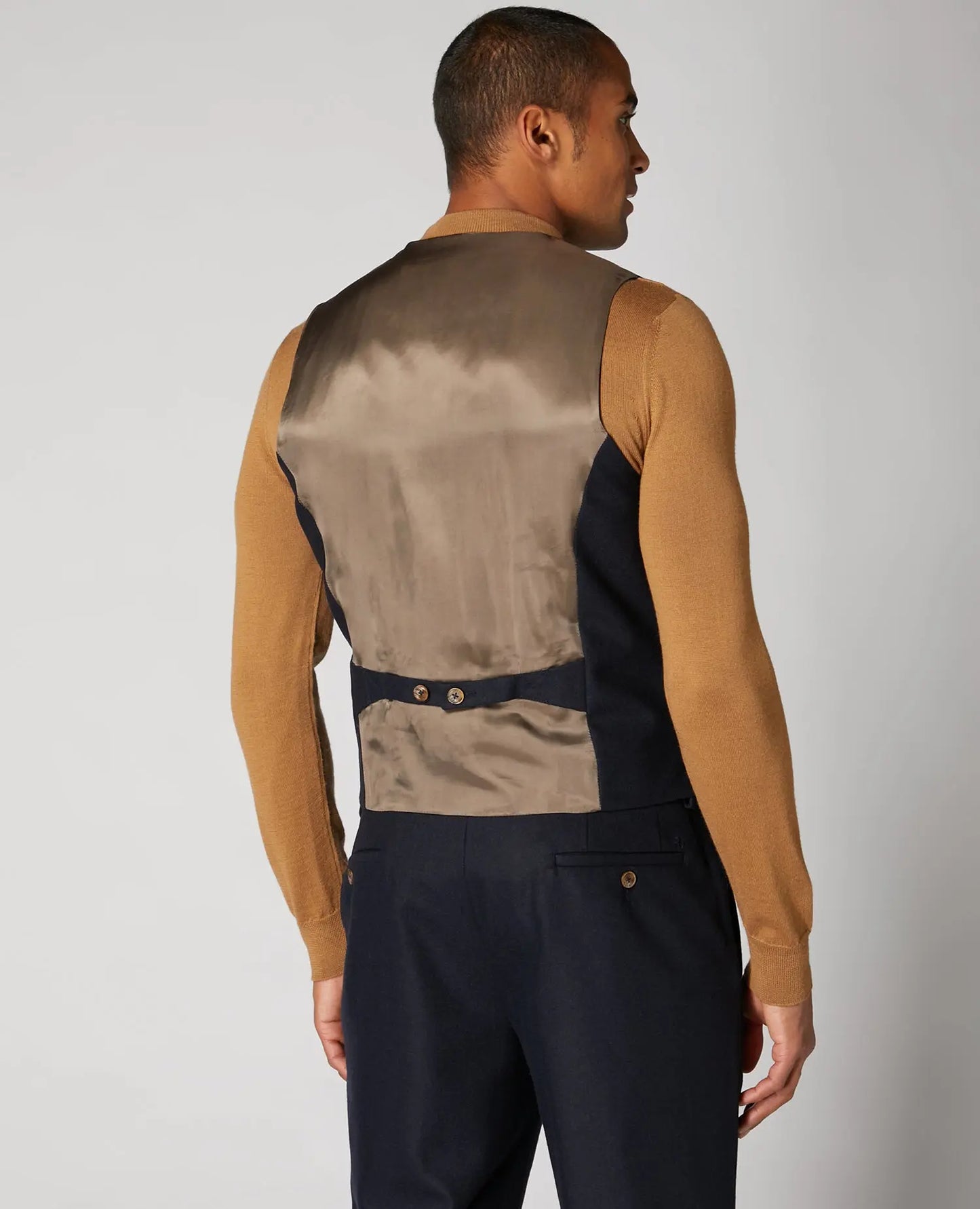 Remus Uomo Leo Suit Waistcoat - Navy From Woven Durham