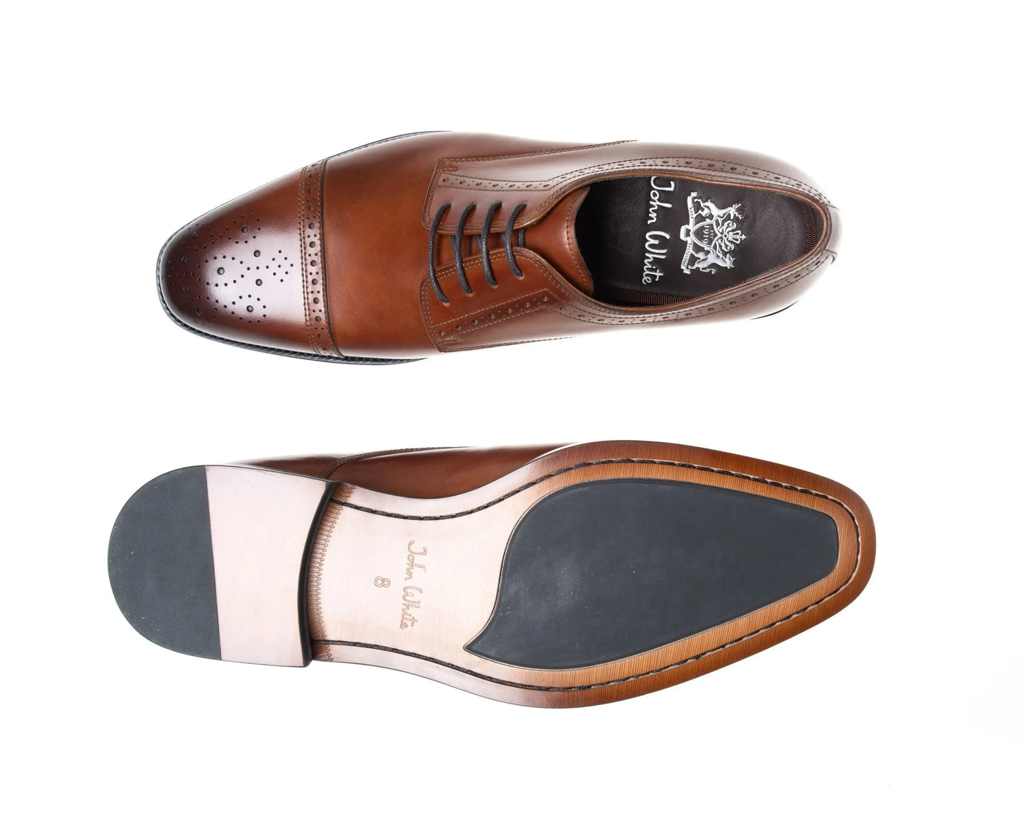 John White Lucan Tan Toe-Cap Semi-Brogues From Woven Durham