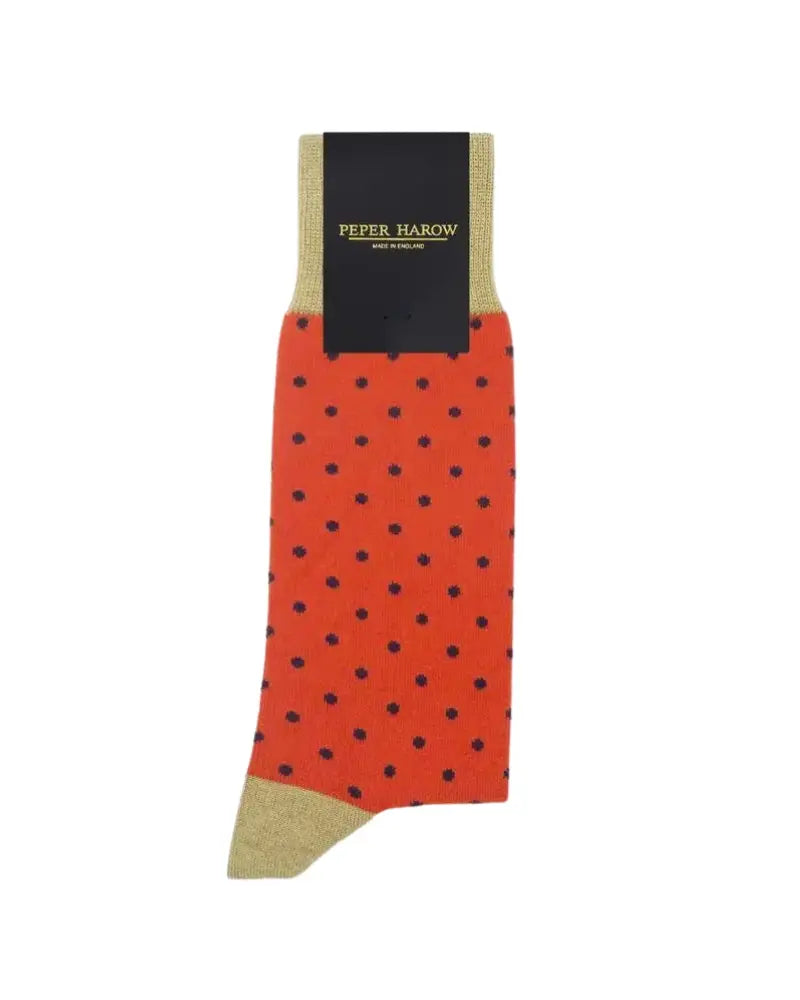 Buy Peper Harow Polka Dot Design Cotton Socks - Orange | Sockss at Woven Durham