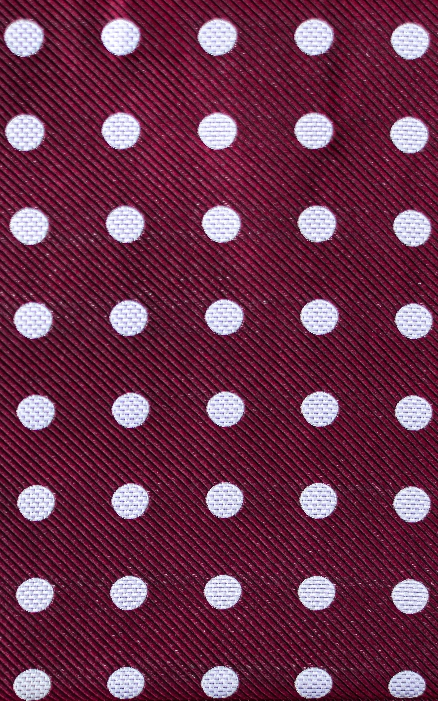 Knightsbridge Neckwear Polka Dot Silk Tie - Burgundy / White From Woven Durham