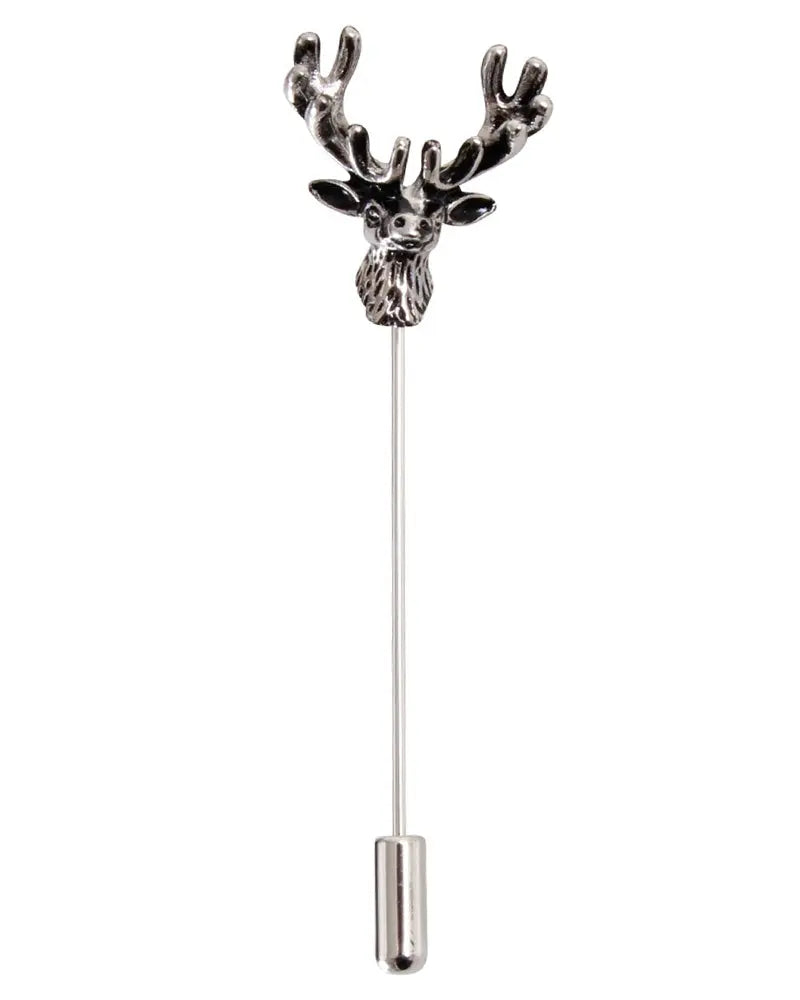 Stag Head Lapel Pin - Silver Dalaco