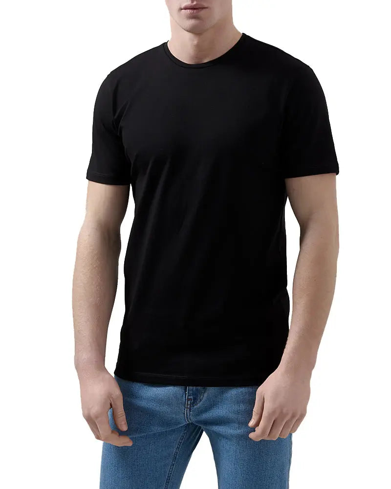 Stretch Crew Neck T-Shirt - Black Remus Uomo