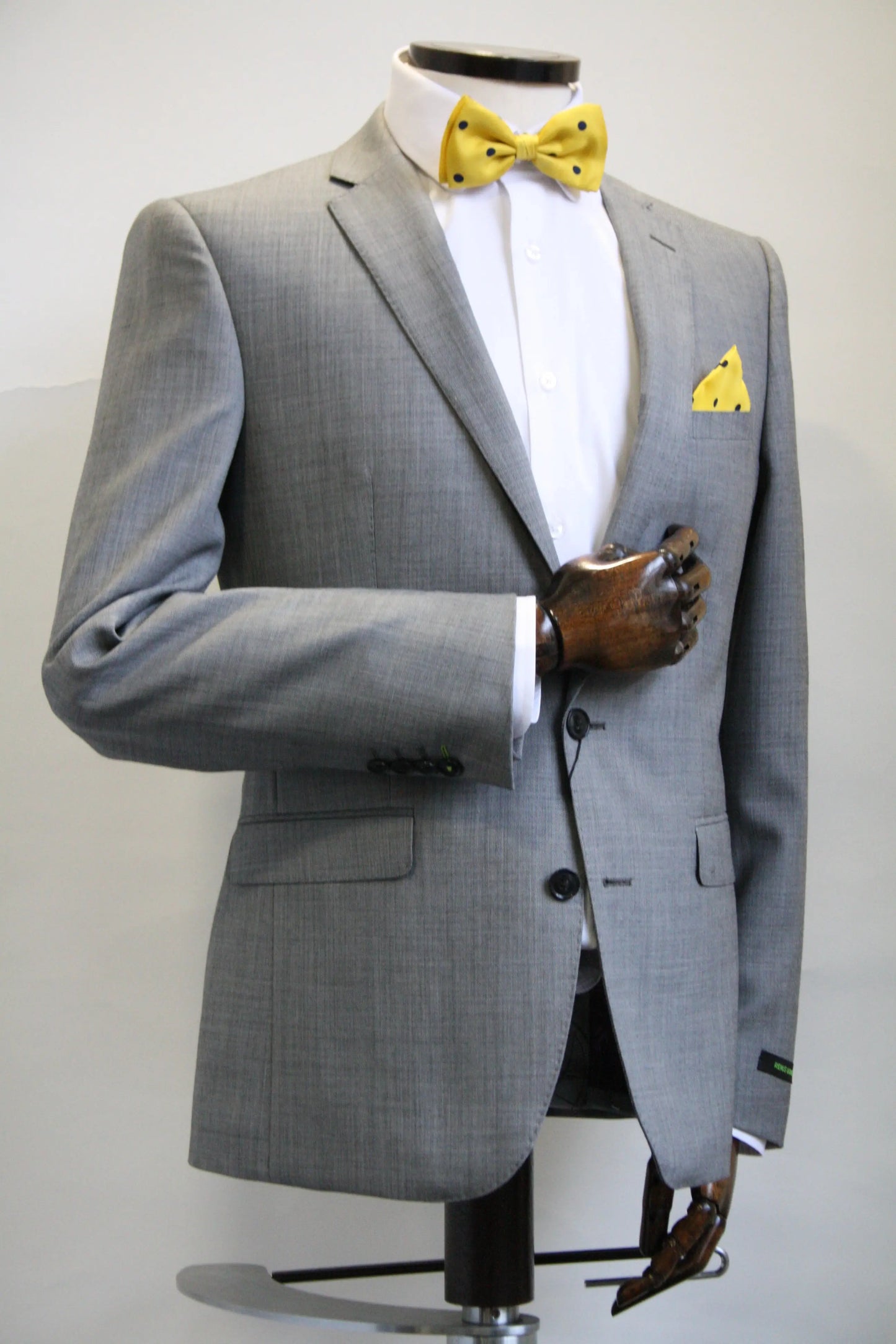 Yellow With Navy Polka Dot Silk Pocket Square Knightsbridge Neckwear