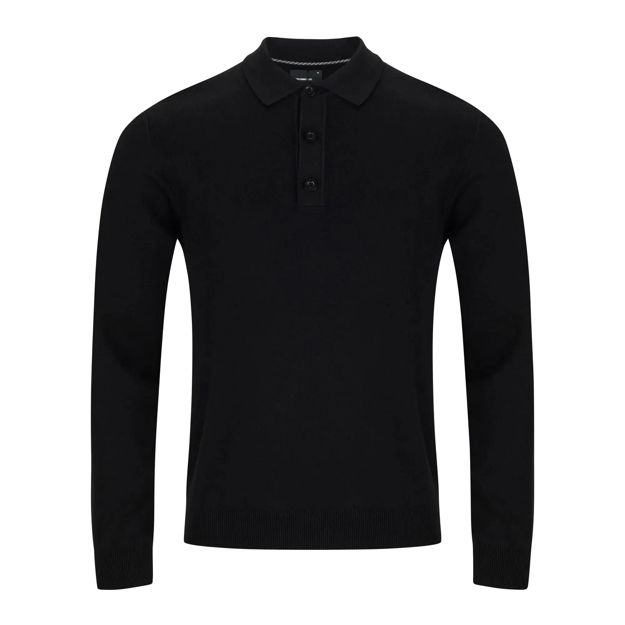 Remus Uomo 3-Button Long-Sleeve Polo - Black | Buy Men's – Woven Durham