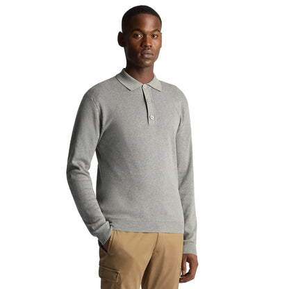 Buy Remus Uomo 3-Button Long-Sleeve Polo - Grey | Long-Sleeved Polo Shirtss at Woven Durham