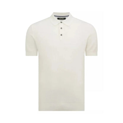 Buy Remus Uomo 3-Button Textured Polo - White | Short-Sleeved Polo Shirtss at Woven Durham