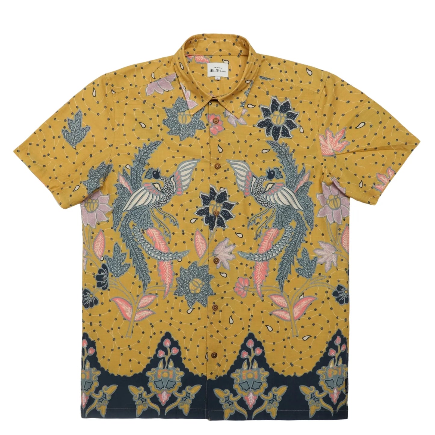 Buy Ben Sherman Abstract Botanical Print Short Sleeve Shirt - Yellow | Short-Sleeved Shirtss at Woven Durham