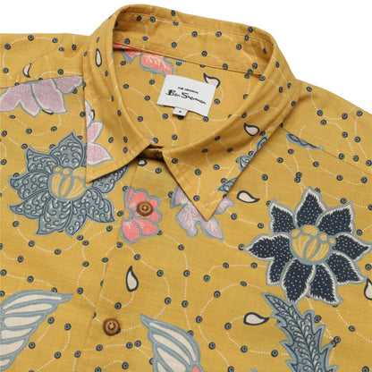 Buy Ben Sherman Abstract Botanical Print Short Sleeve Shirt - Yellow | Short-Sleeved Shirtss at Woven Durham