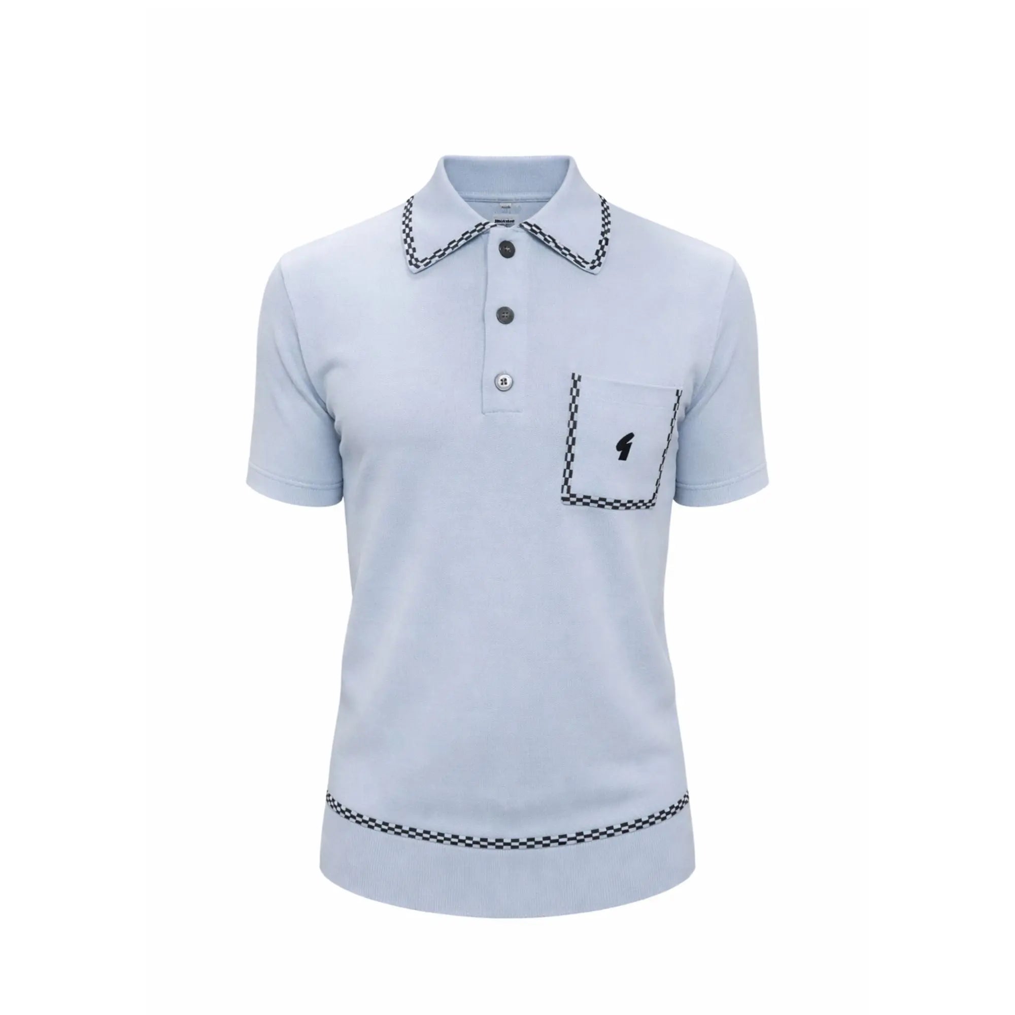 Gabicci Vintage Alexander Surf Blue Knitted Polo Shirt | Woven