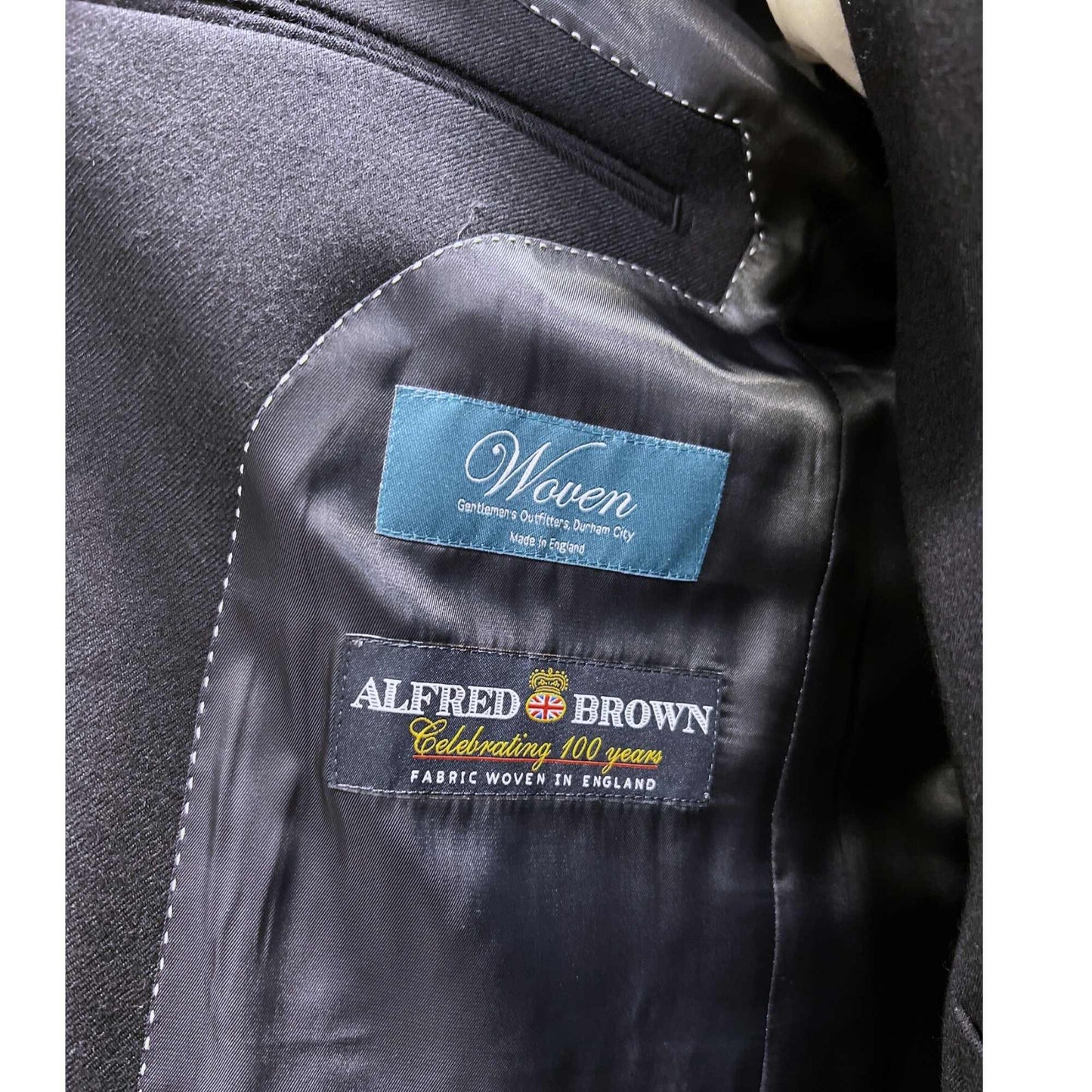 Buy Woven Durham Alfred Brown Wool 3-Piece Suit - Navy | Suitss at Woven Durham