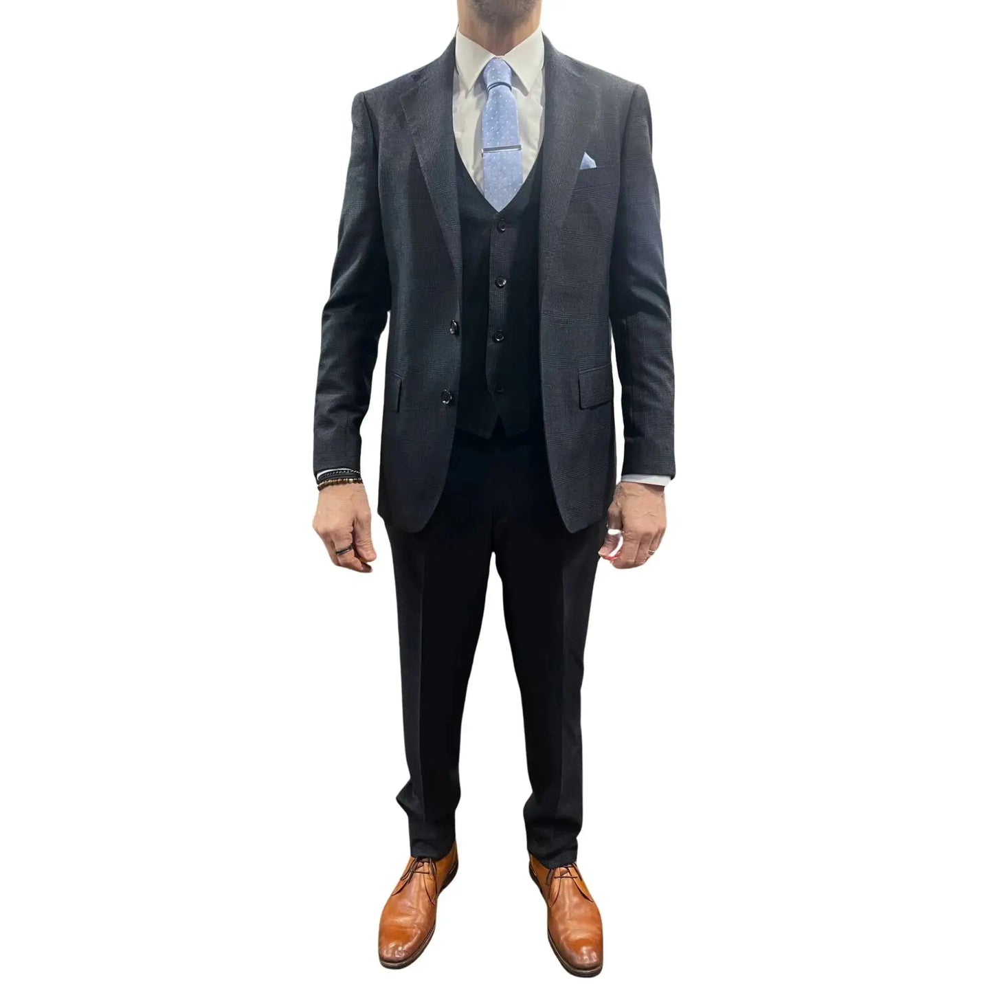 Buy Woven Durham Alfred Brown Wool 3-Piece Suit - Shadow Check | Suitss at Woven Durham