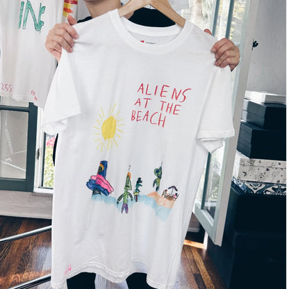 Buy Dylan's T-Shirt Club Aliens At The Beach T-Shirt - White | T-Shirtss at Woven Durham