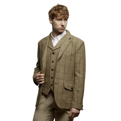 Buy Guards London Allenby Windowpane Tweed Blazer - Taupe | Blazerss at Woven Durham