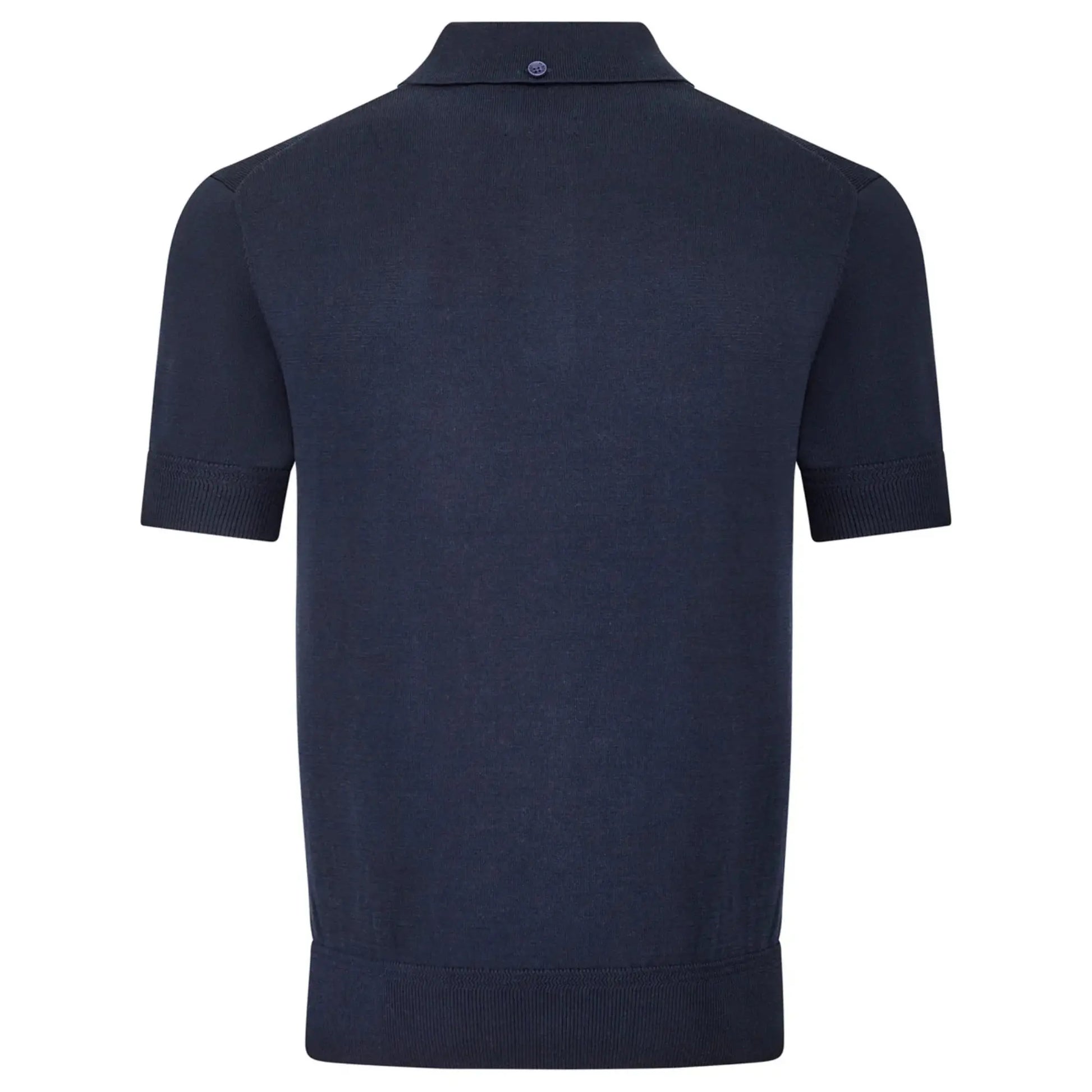 Buy Merc London Archie Knitted Polo - Navy | Short-Sleeved Polo Shirtss at Woven Durham