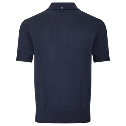 Buy Merc London Archie Knitted Polo - Navy | Short-Sleeved Polo Shirtss at Woven Durham